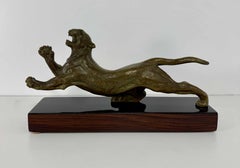 French Art Deco Bronze Panther Sculpture, 1940s