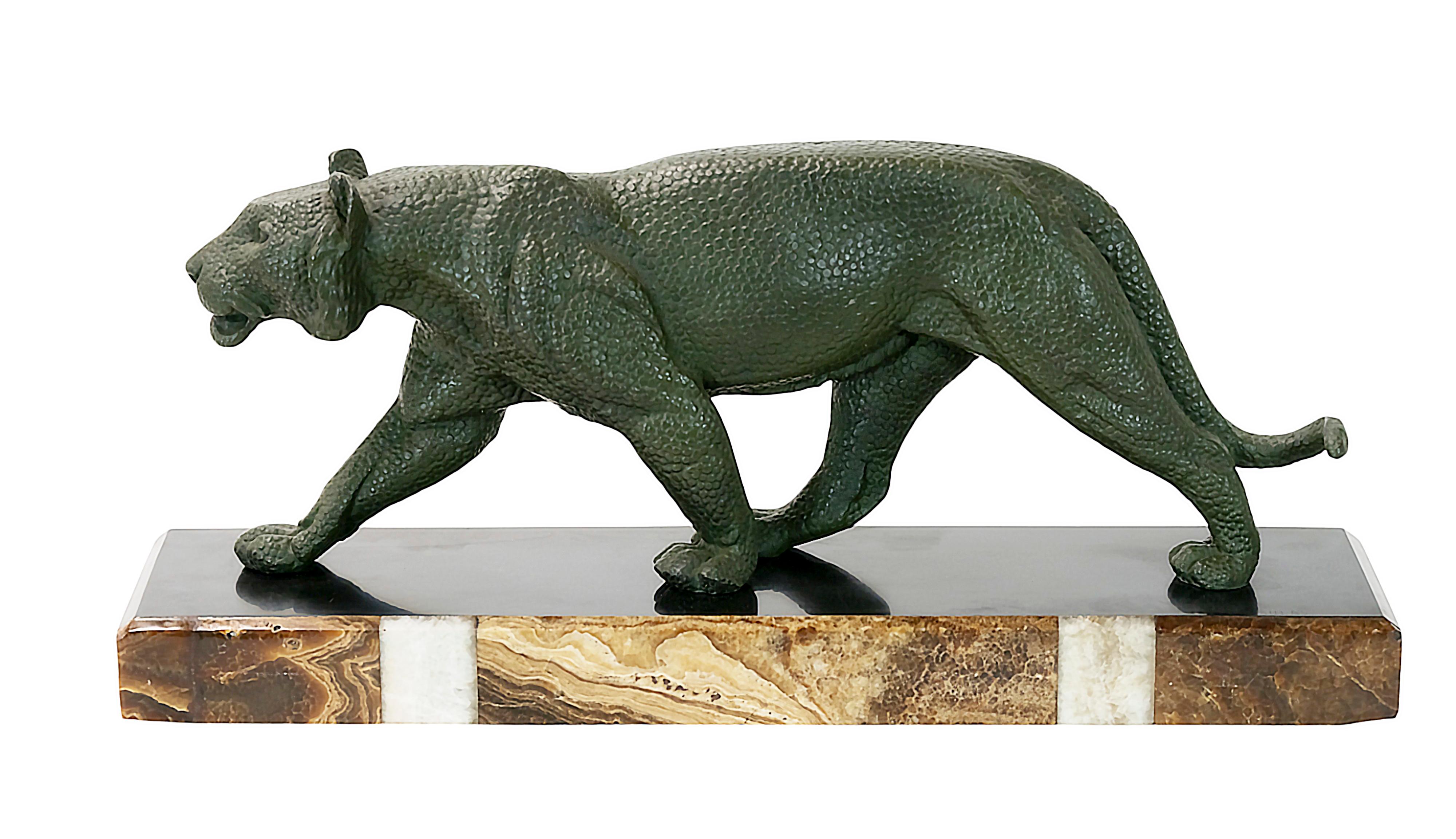 Französische Panther-Skulptur aus Bronze im Art déco-Stil von Rulas (Handgefertigt) im Angebot
