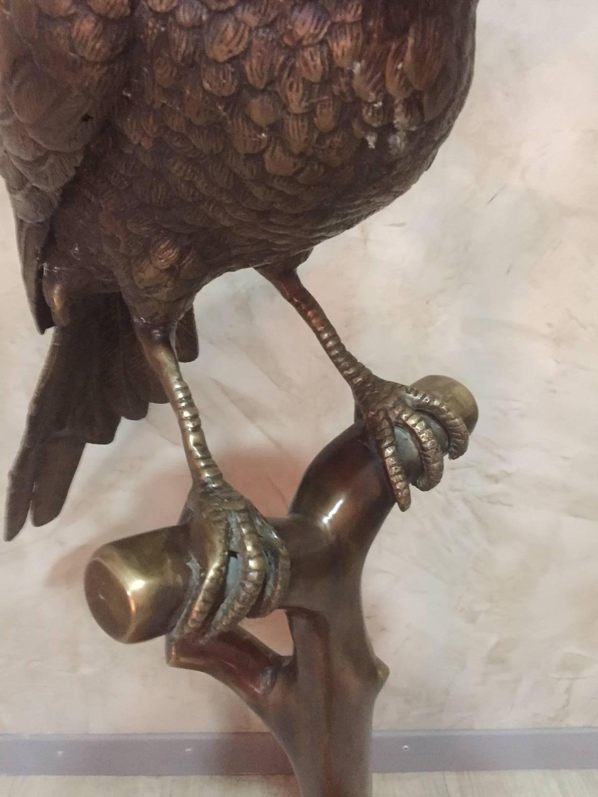 French Art Deco Bronze Parrot on a Tree, circa 1920 4