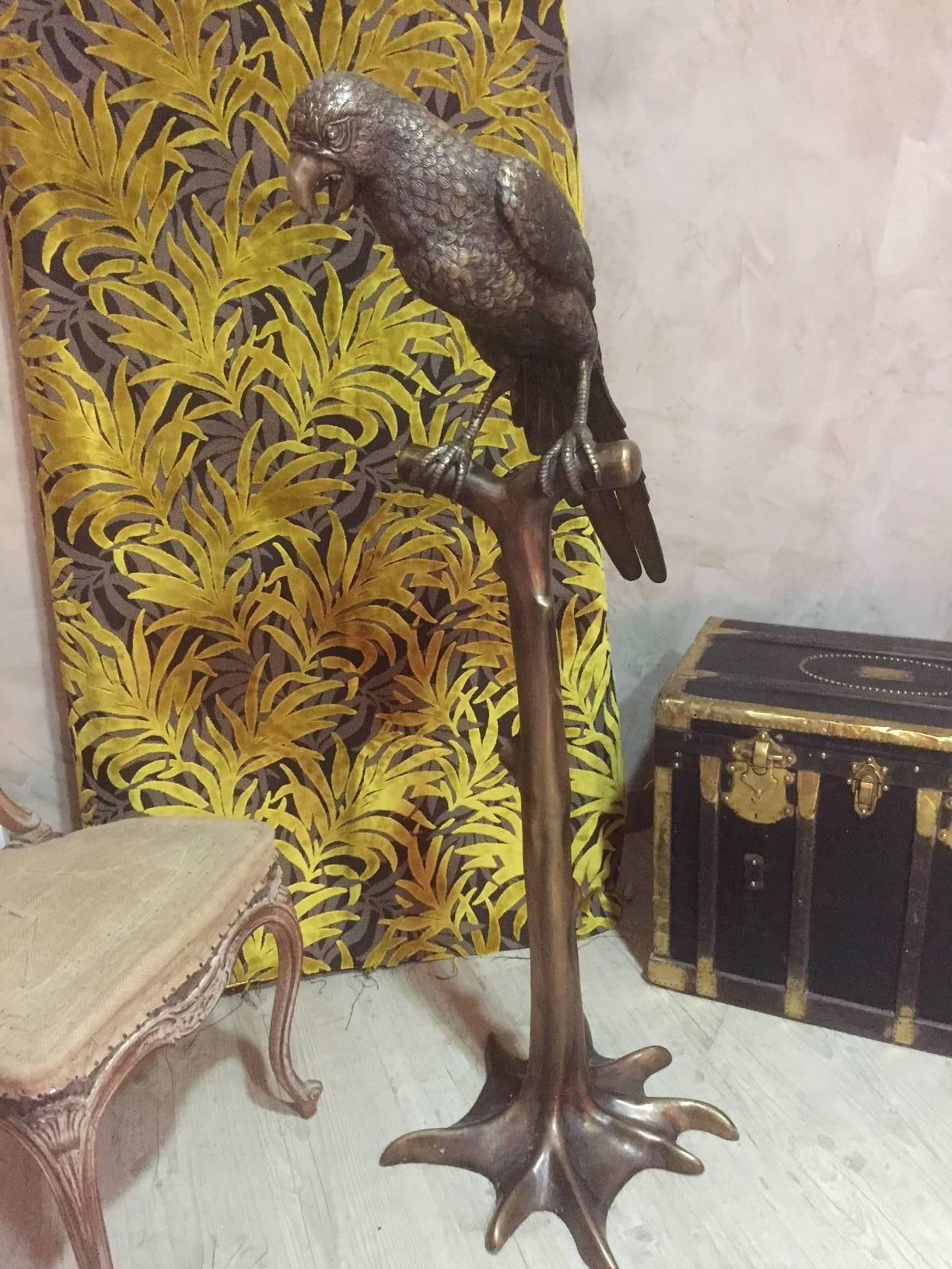 French Art Deco Bronze Parrot on a Tree, circa 1920 9