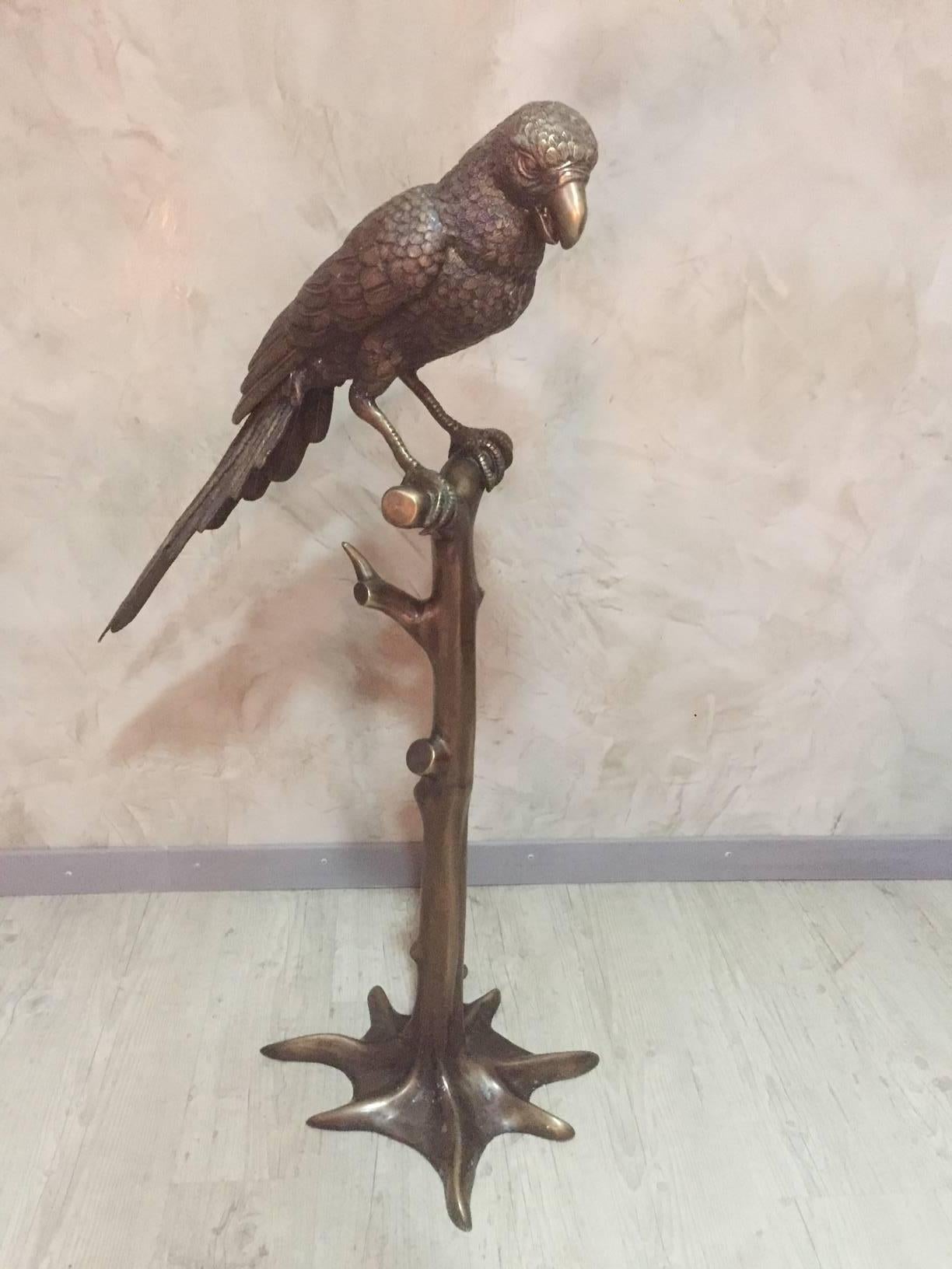 Wonderful French Art Deco bronze parrot on a tree from the 1920s. 

Nice bronze patina. The tail oh the parrot is very long which gives the statue all the elegance to the statue. 

Rare piece.