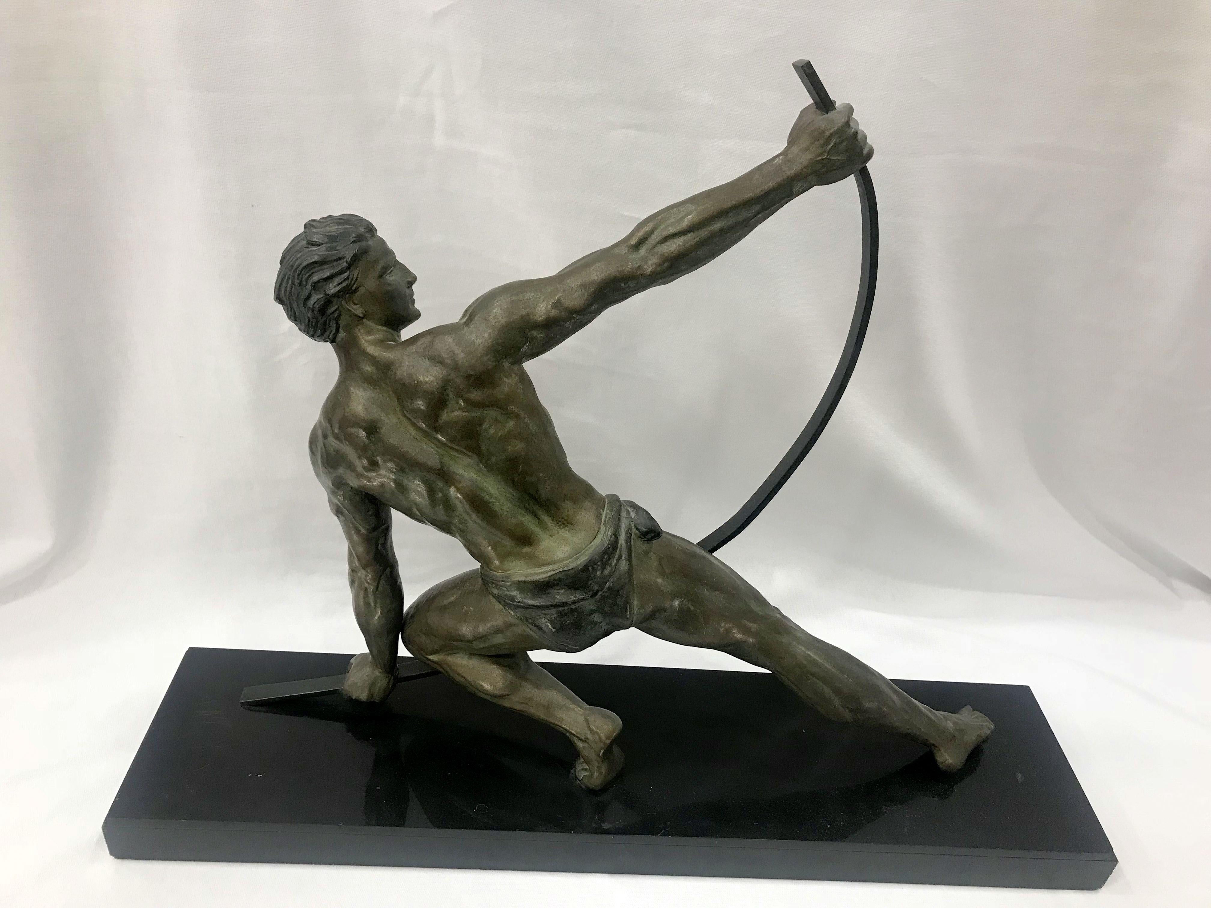 French Art Deco Bronze Sculpture by Jean de Roncourt 