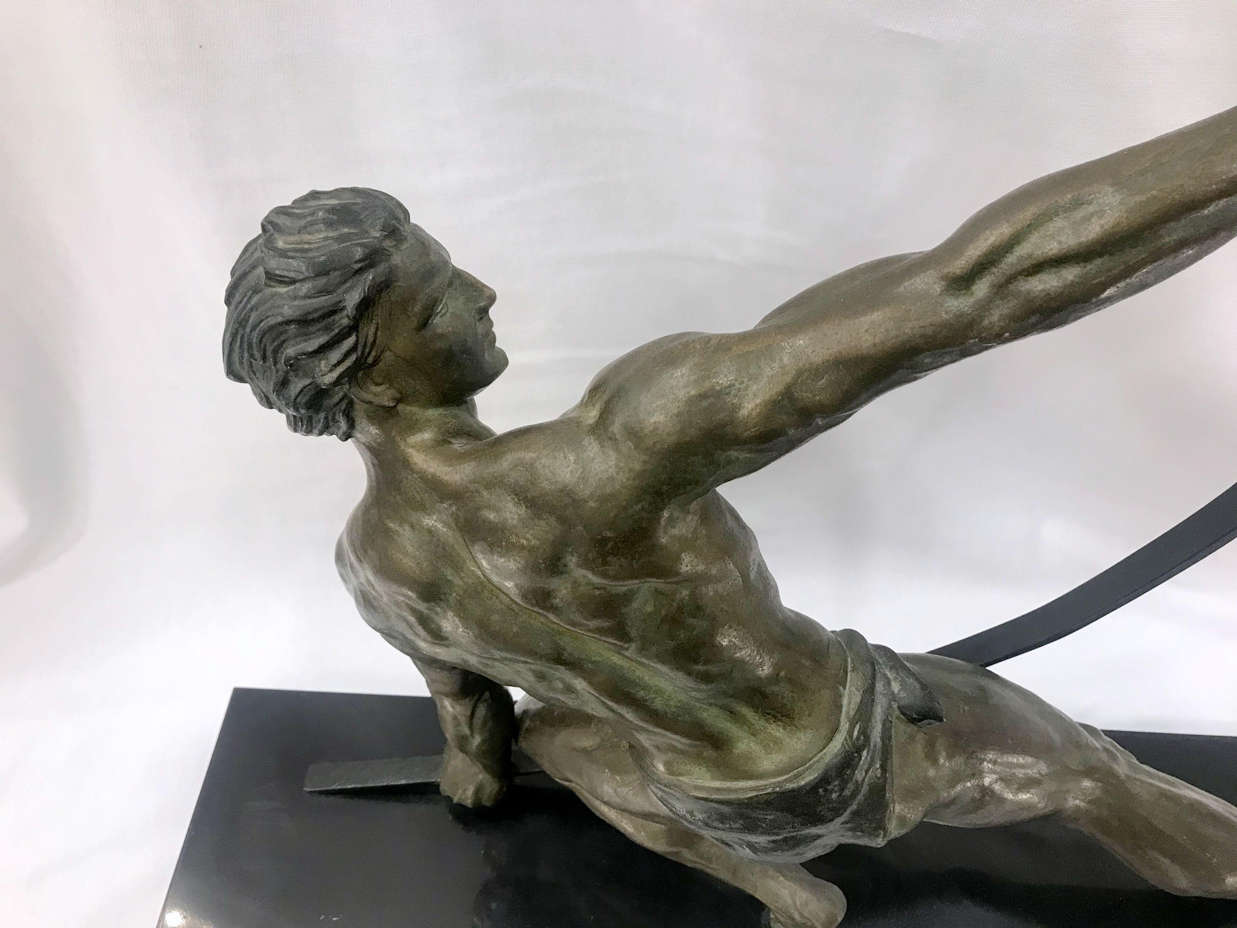 French Art Deco Bronze Sculpture by Jean de Roncourt 