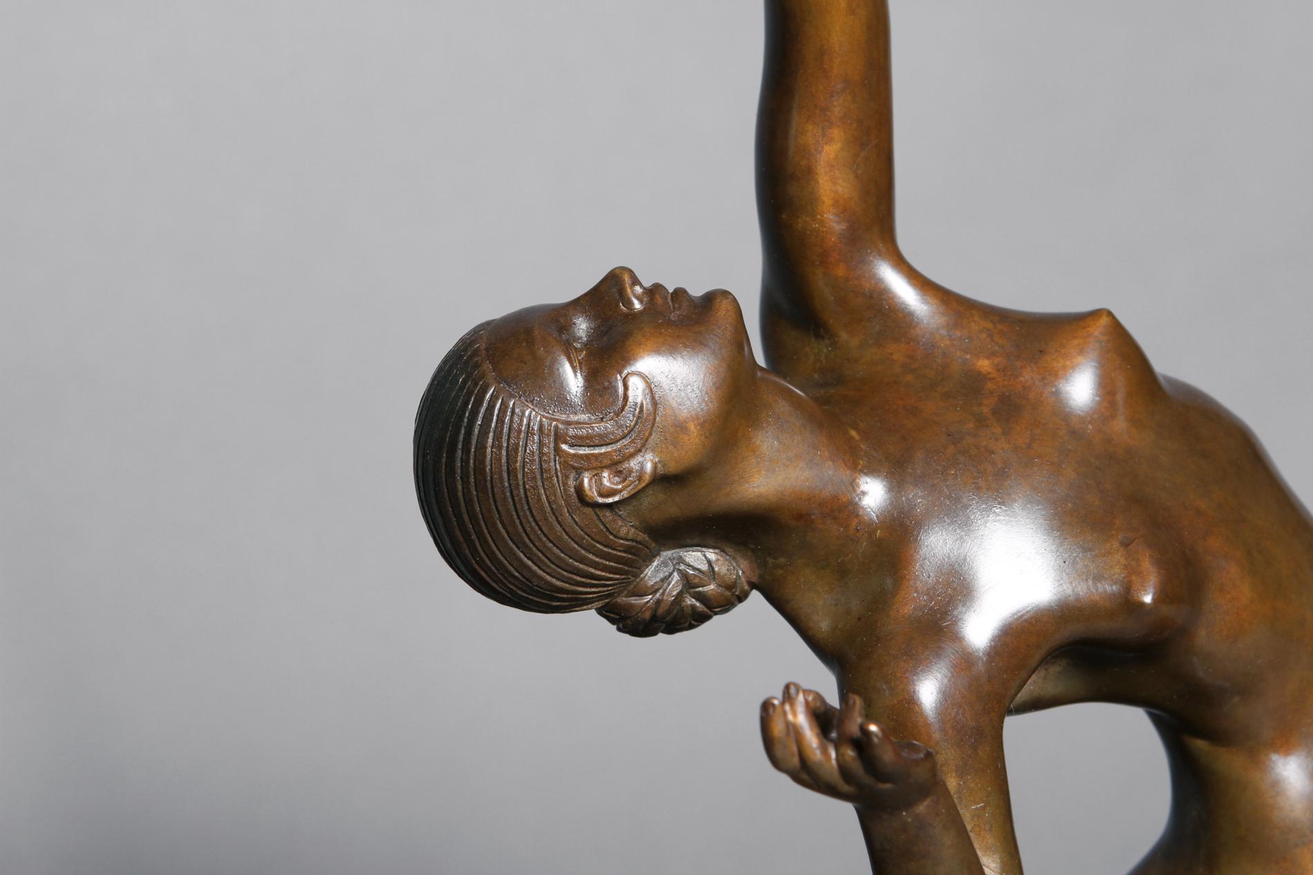 Patinated French Art Deco Bronze Sculpture by Marcel-andré Bouraine