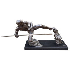 French Art Deco Bronze Sculpture Of An Athlete