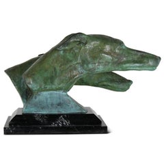 Sculpture française Art Déco en bronze "Lévriers" signée M. Bertin