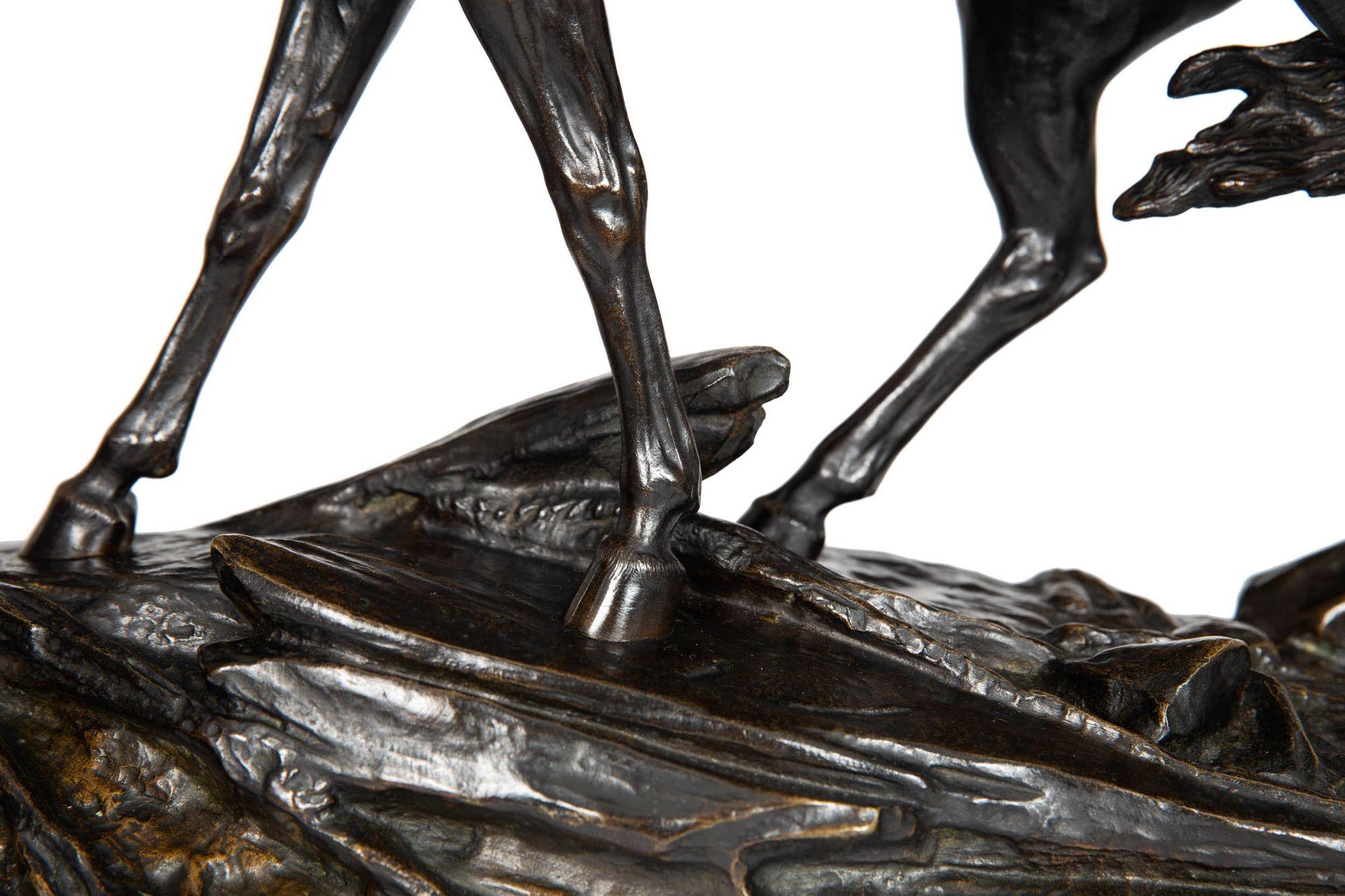 Französische Art-déco-Bronze-Skulptur einer amerikanischen Ureinwohner auf Pferd Edouard Drouot, Art déco im Angebot 14