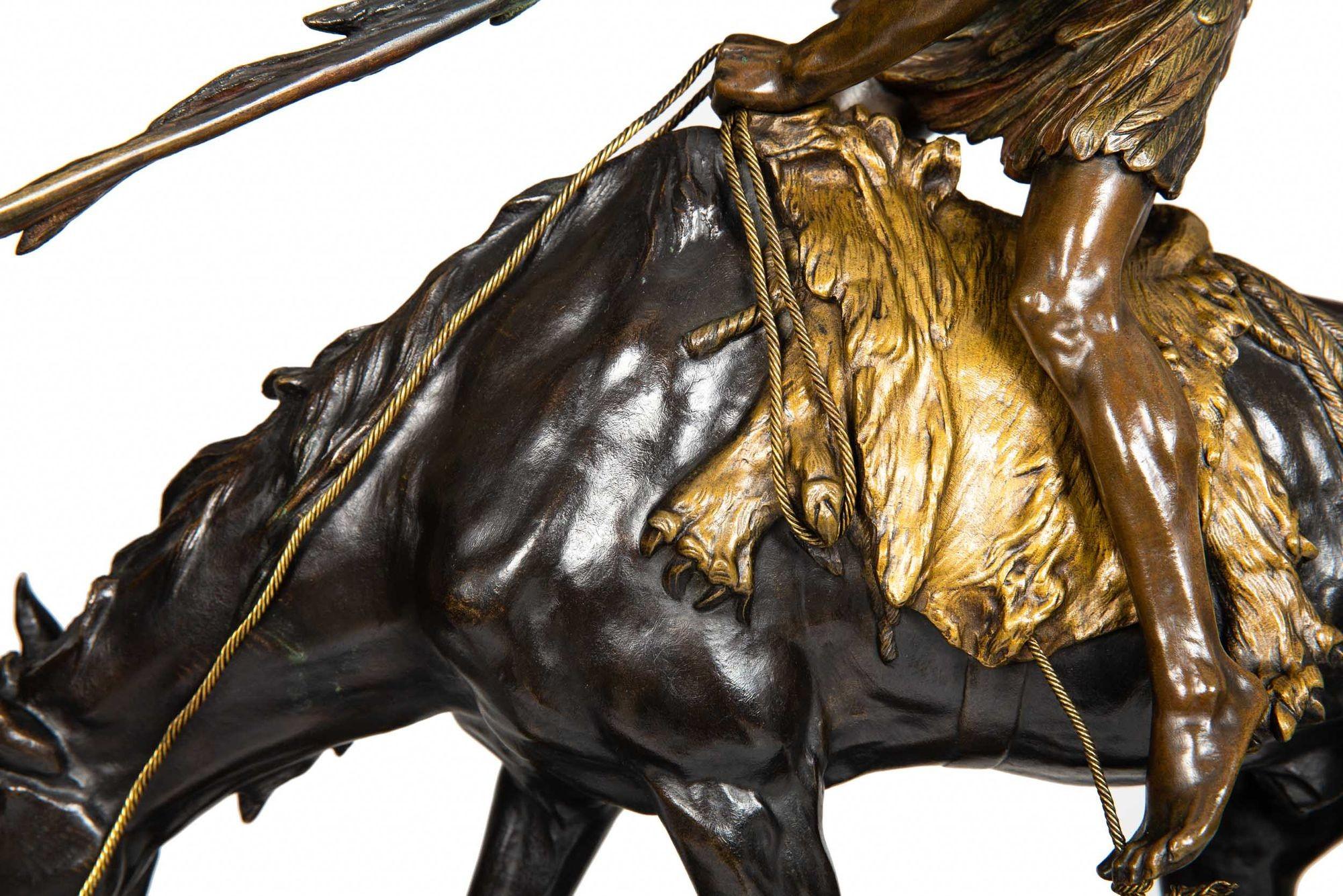 Sculpture Art déco française amérindienne sur cheval Edouard Drouot en vente 3