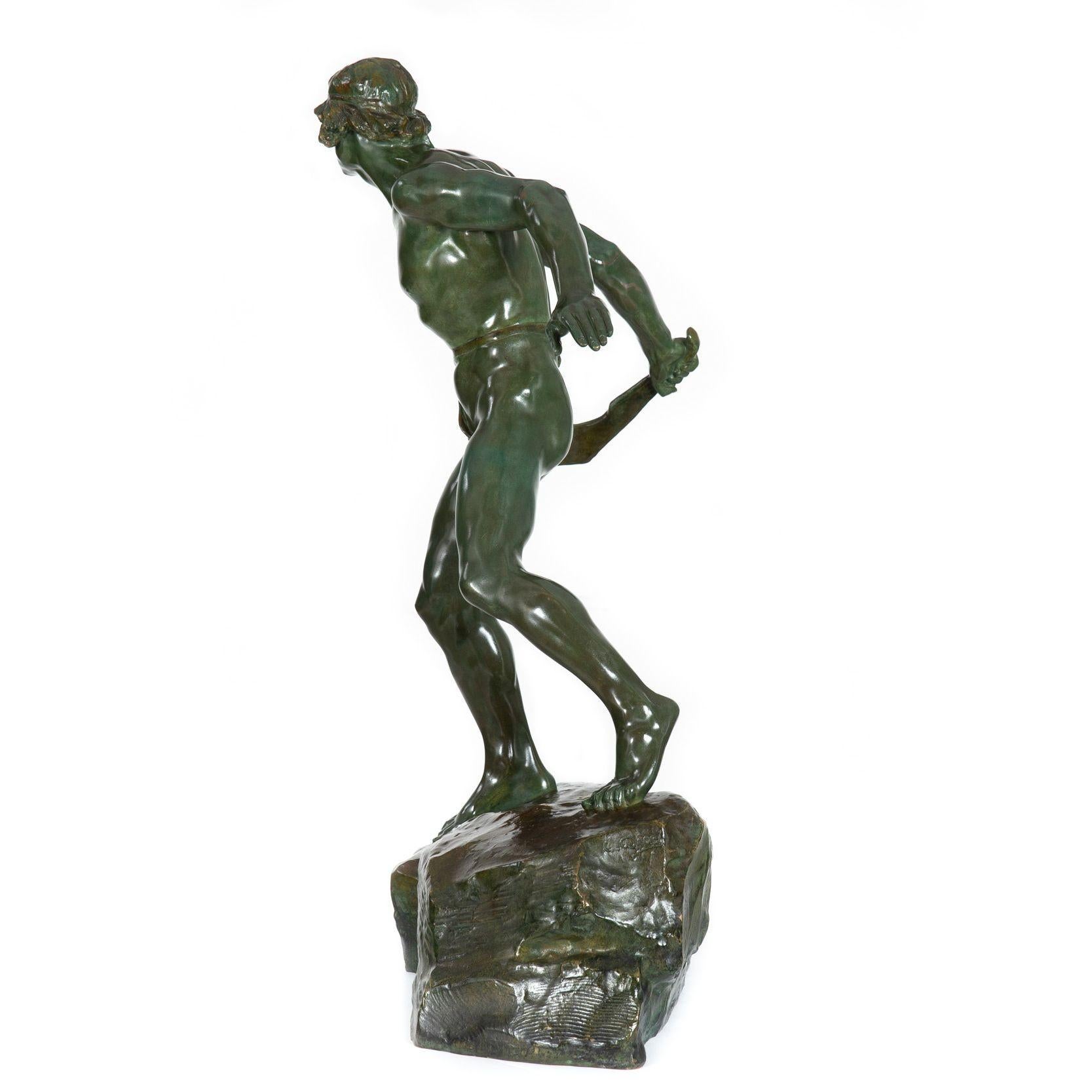 Sculpture en bronze Art déco d'un guerrier par Ernest Diosi, circa 1940 Bon état - En vente à Shippensburg, PA