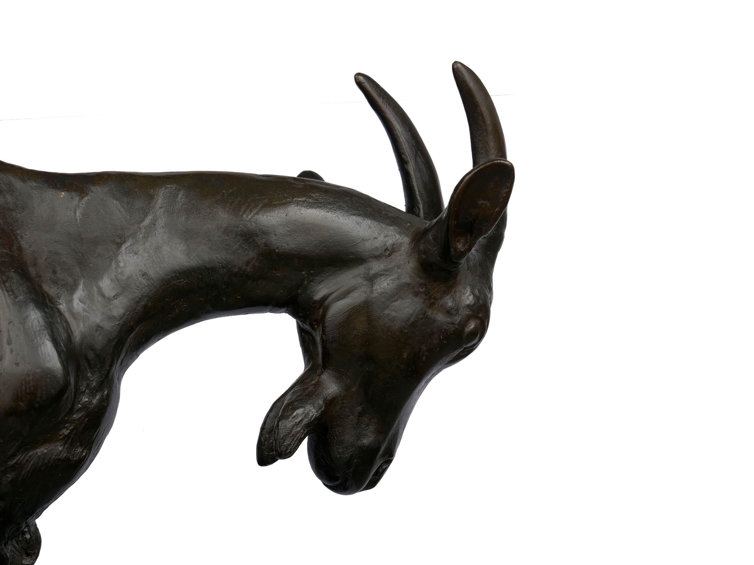 French Art Deco Bronze Sculpture of Goat Family by Georges Vacossin 10