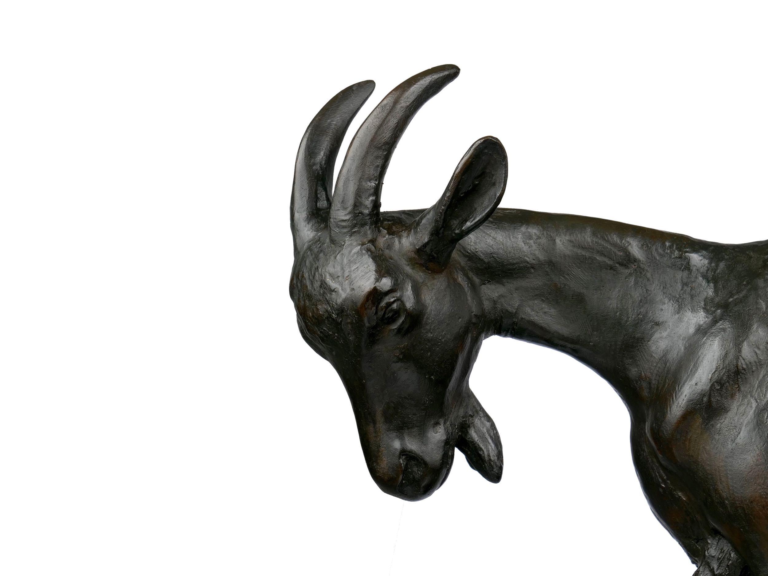 French Art Deco Bronze Sculpture of Goat Family by Georges Vacossin 2
