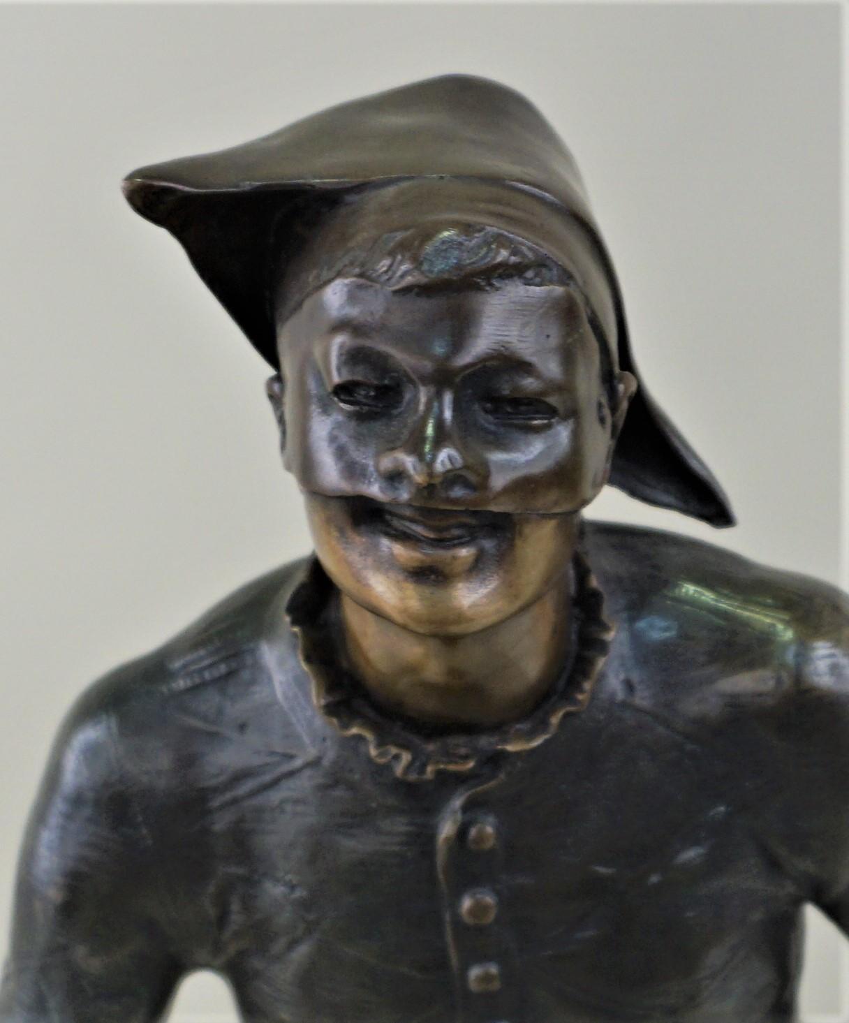 French Art Deco Bronze Sculpture of Harlequin In Good Condition For Sale In Fairfax, VA