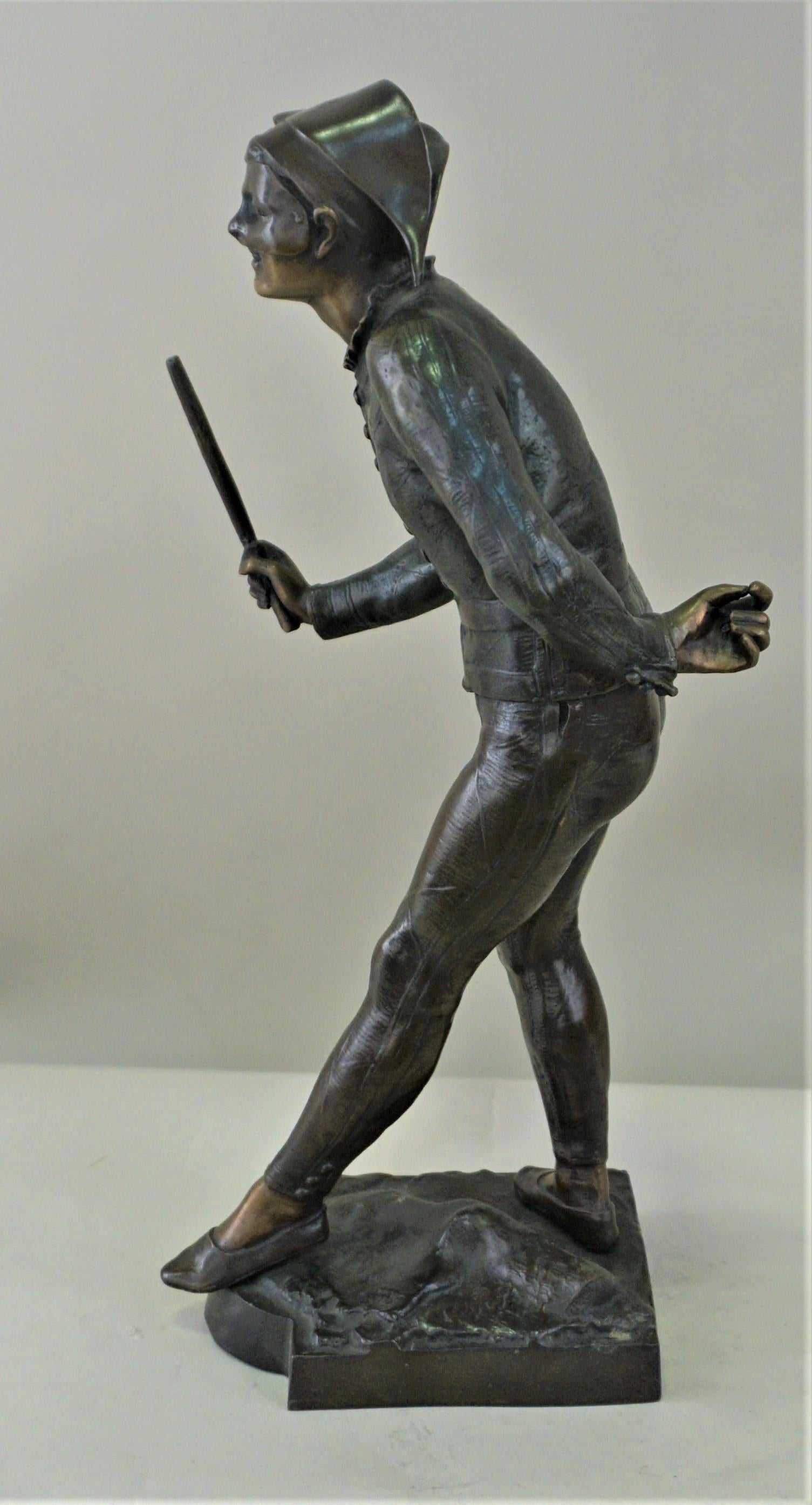 French Art Deco Bronze Sculpture of Harlequin For Sale 1