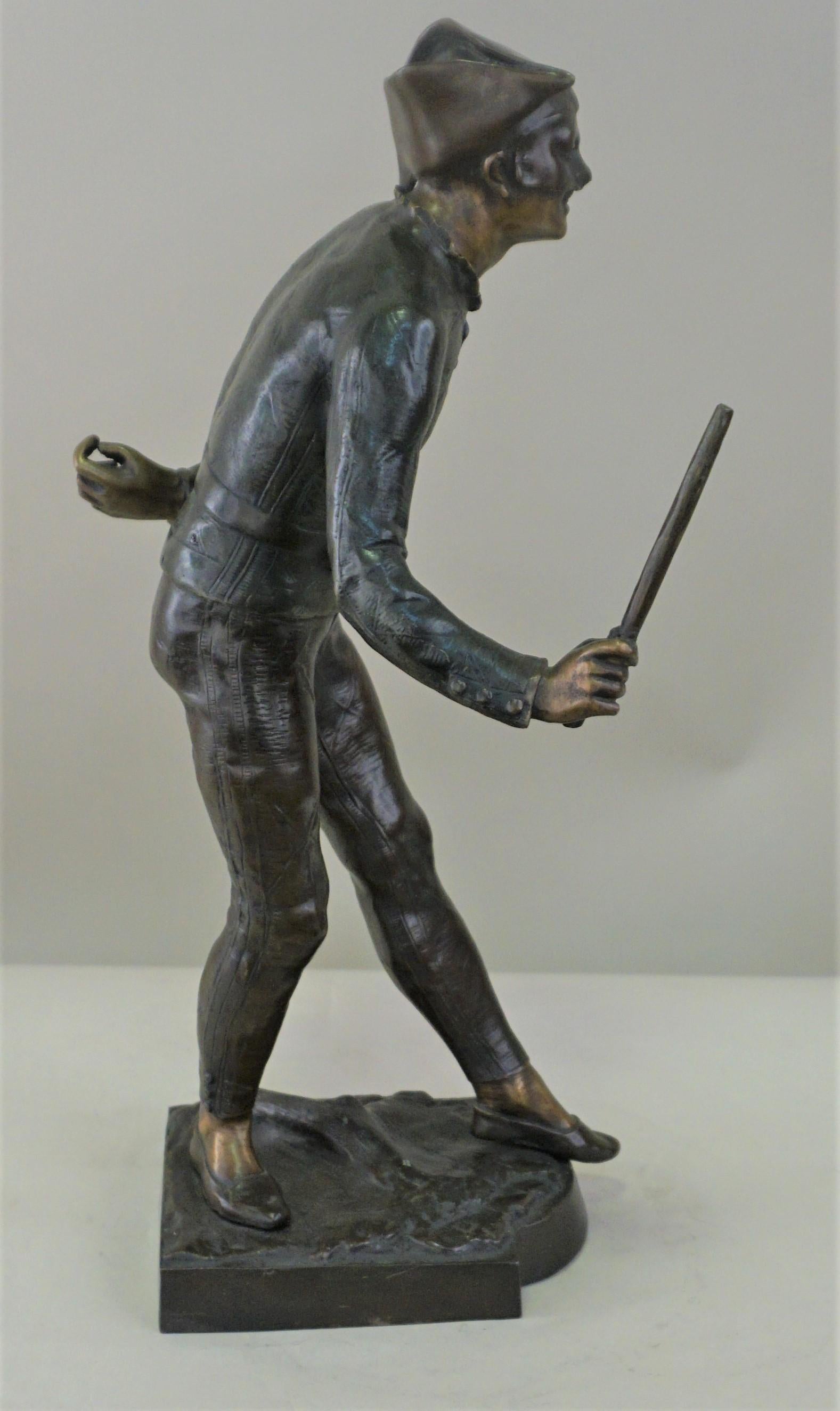 Bronze Sculpture française Art Déco en bronze d'un arlequin en vente