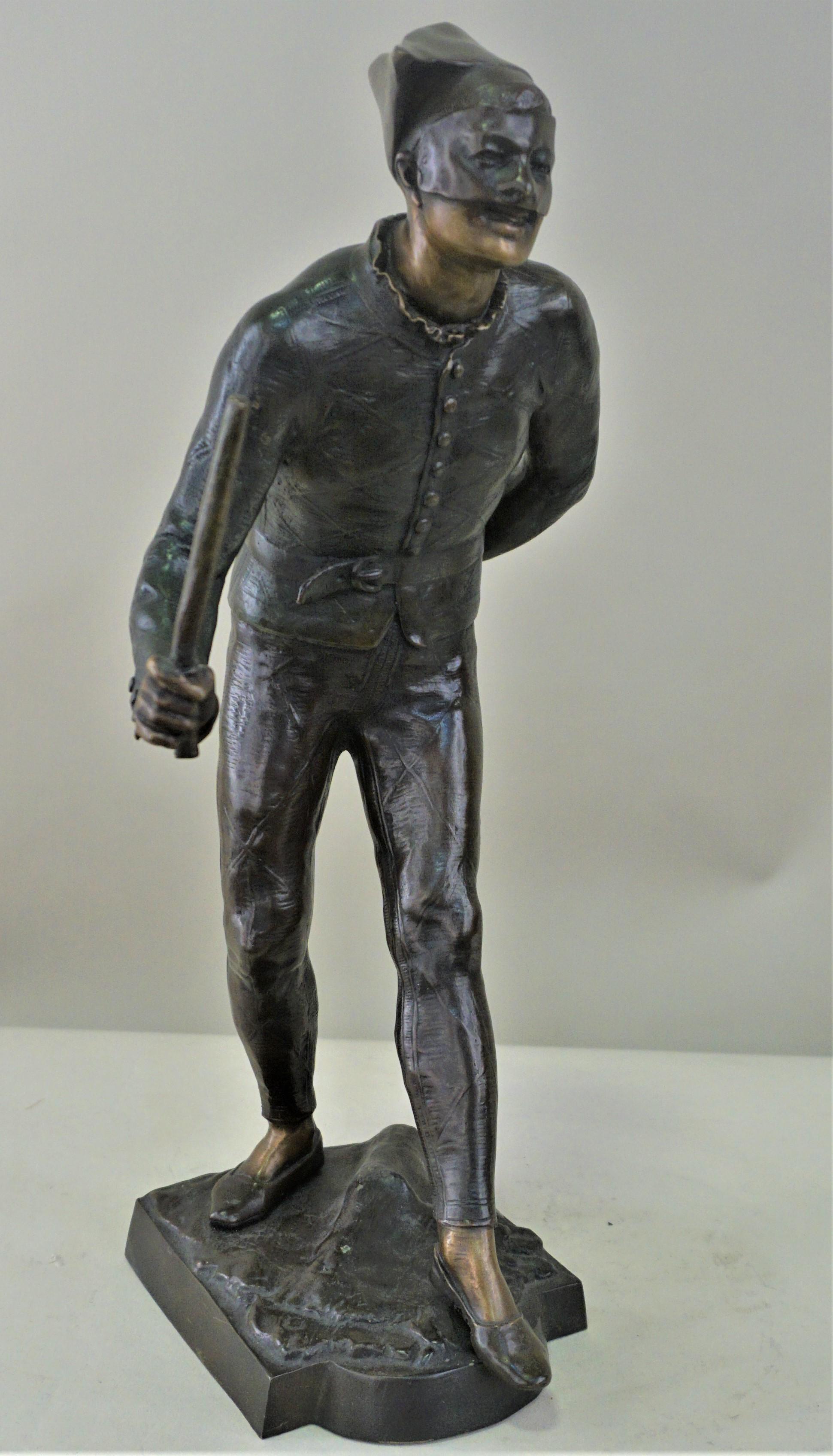 French Art Deco Bronze Sculpture of Harlequin For Sale 4