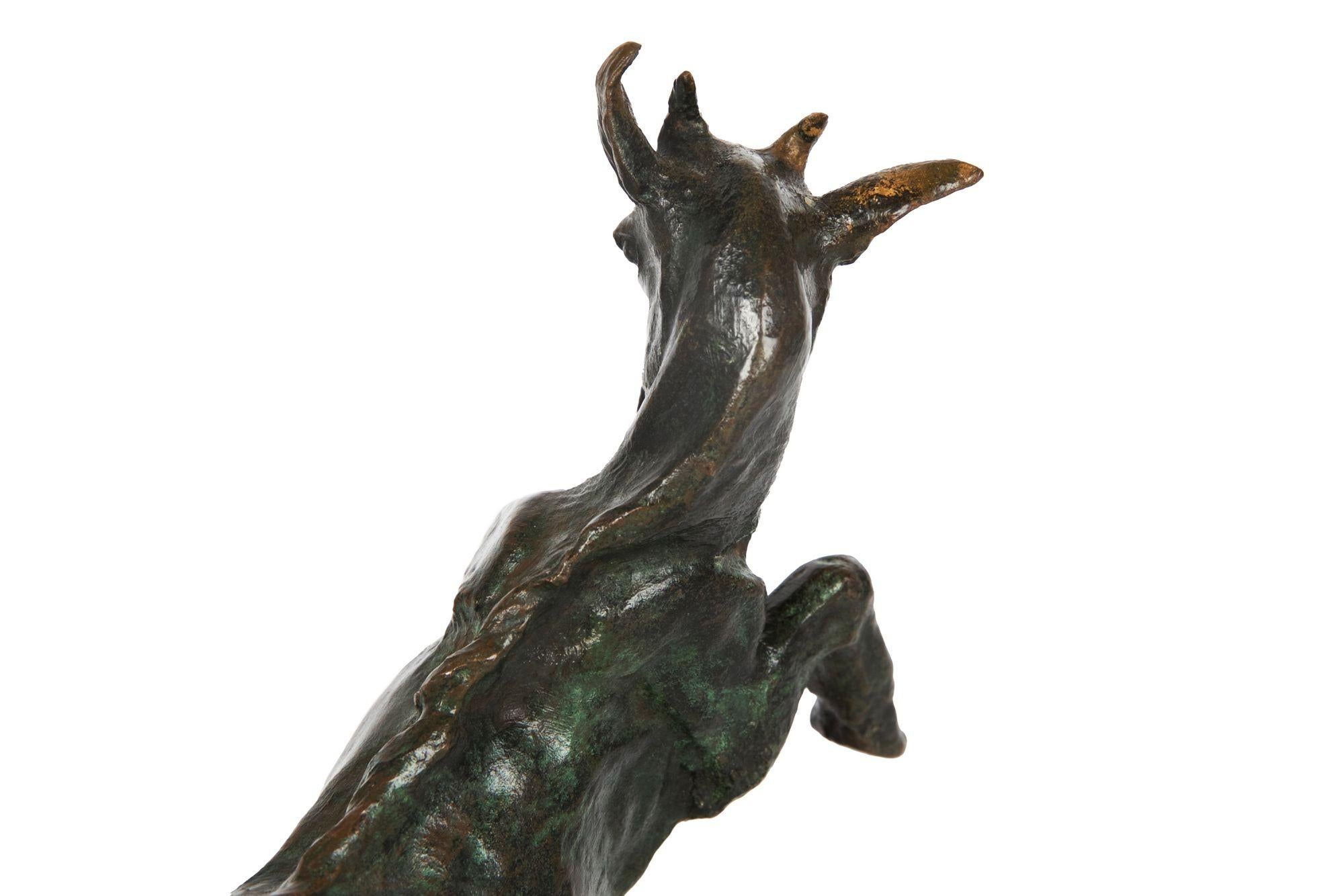 French Art Deco Bronze Sculpture of “Jumping Goat”, Bookend by Maurice Prost 10