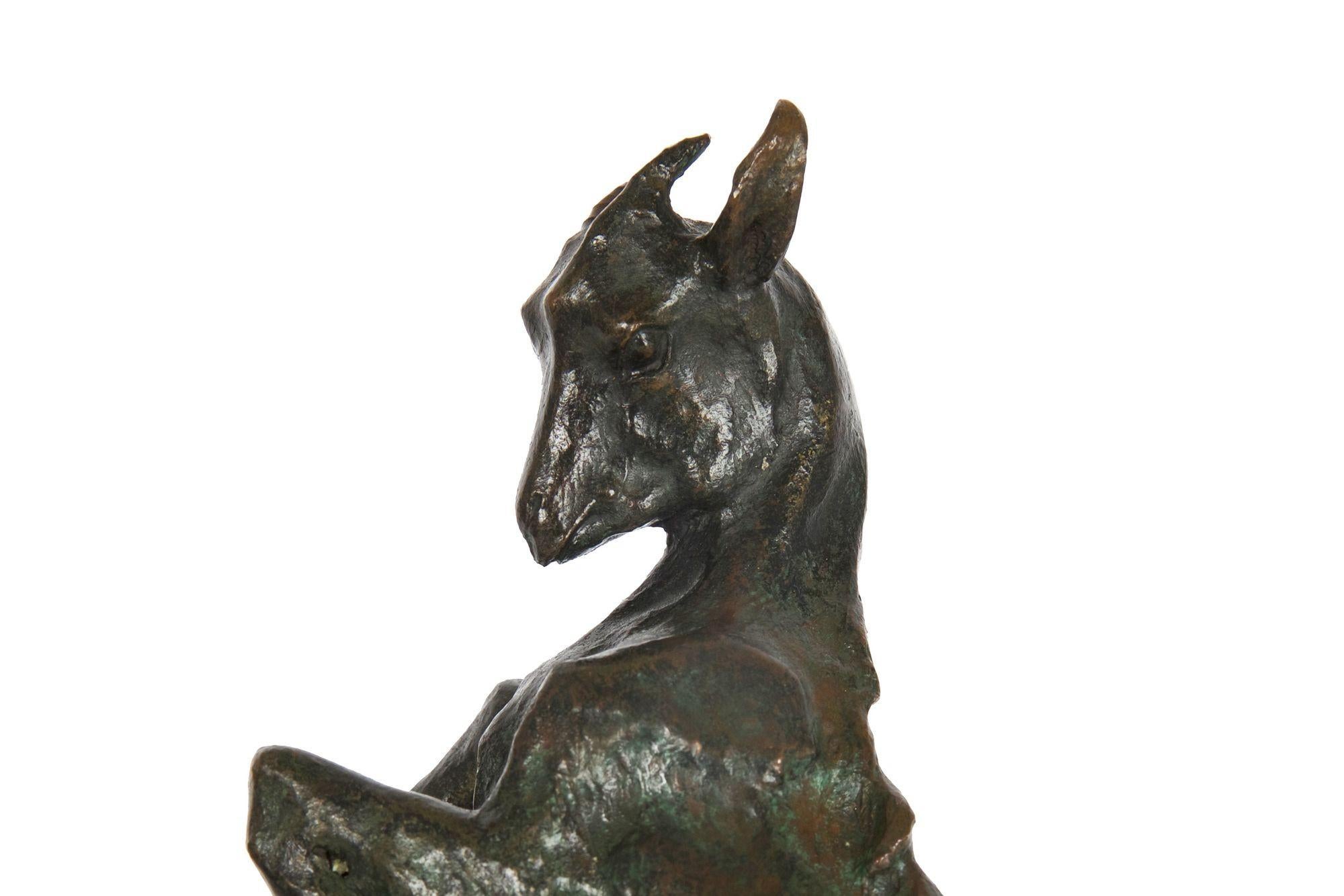 French Art Deco Bronze Sculpture of “Jumping Goat”, Bookend by Maurice Prost 11