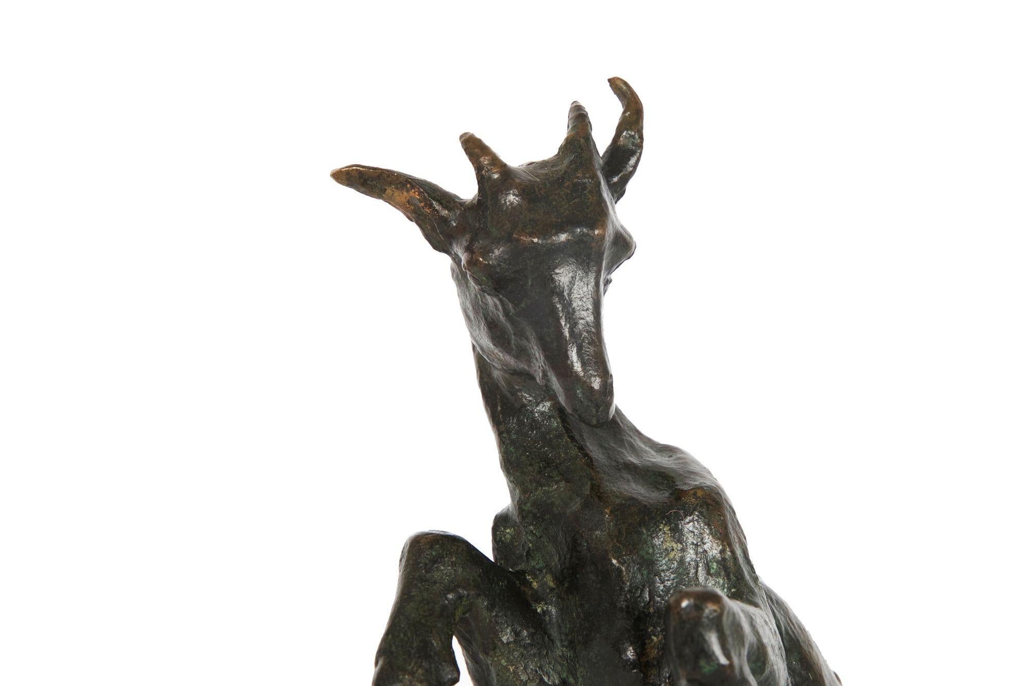 French Art Deco Bronze Sculpture of “Jumping Goat”, Bookend by Maurice Prost 12