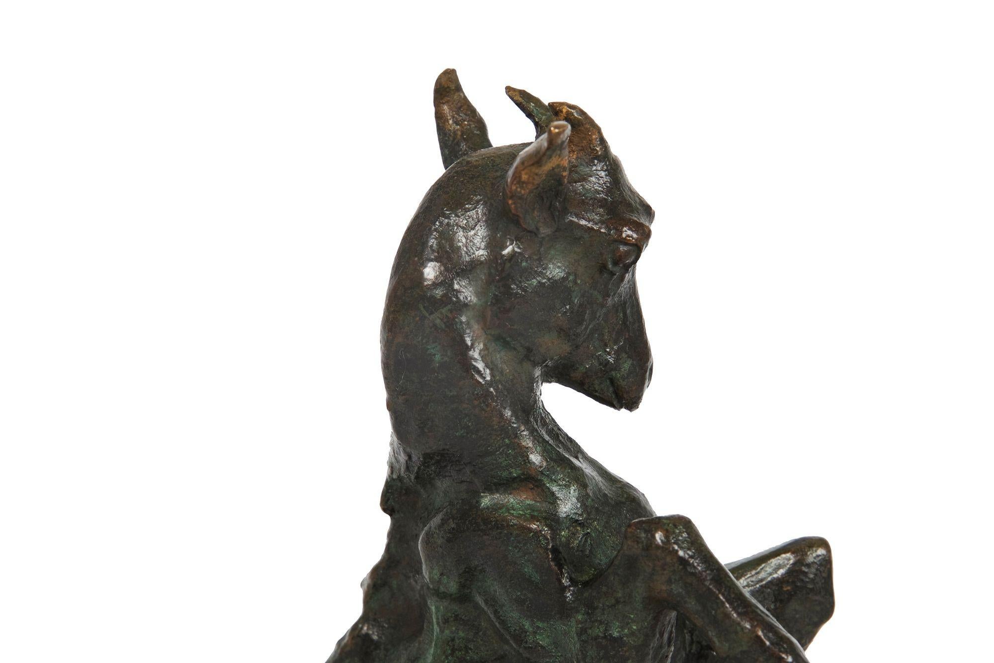 French Art Deco Bronze Sculpture of “Jumping Goat”, Bookend by Maurice Prost 2