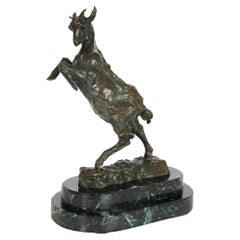 Vintage French Art Deco Bronze Sculpture of “Jumping Goat”, Bookend by Maurice Prost