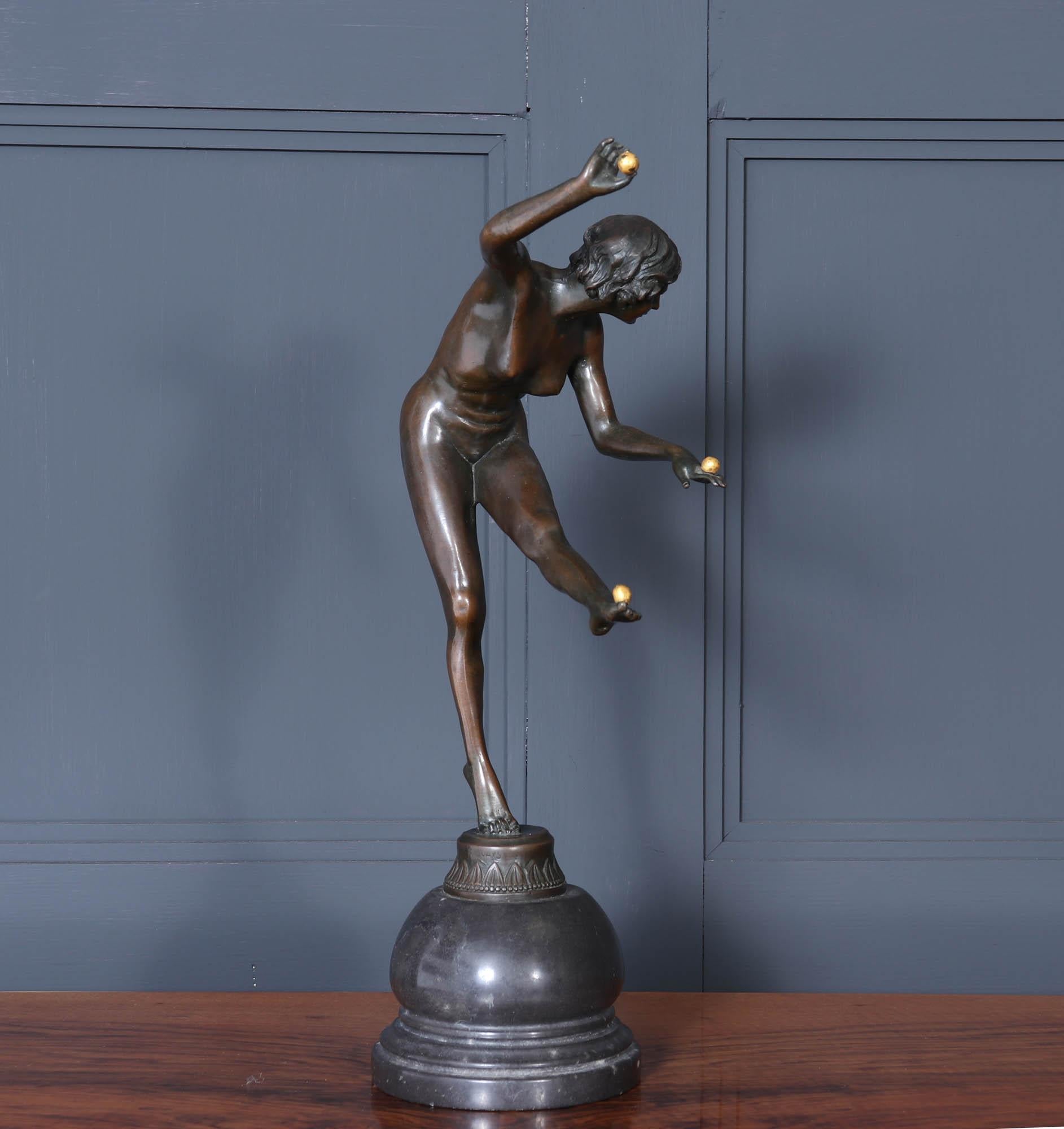 Französische Art-Déco-Bronze-Skulptur des Gauklers 5