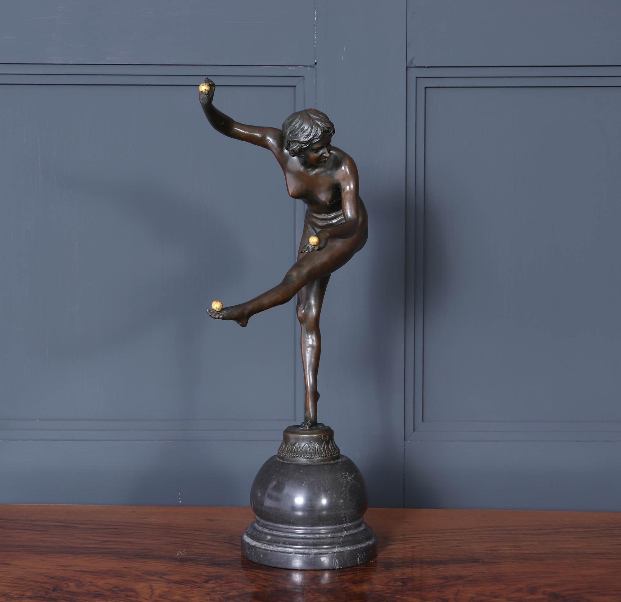 Französische Art-Déco-Bronze-Skulptur des Gauklers 6