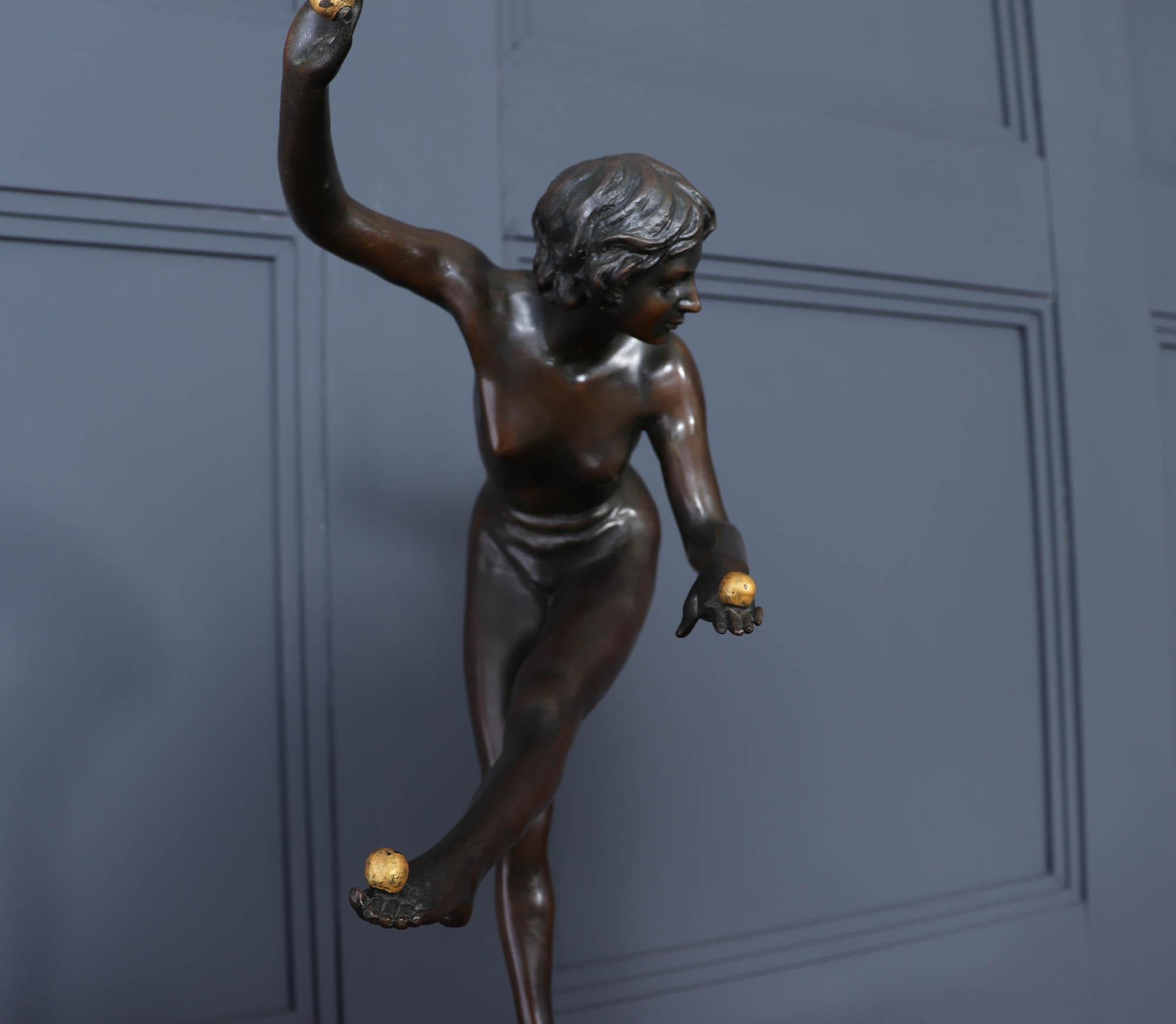 Französische Art-Déco-Bronze-Skulptur des Gauklers 8