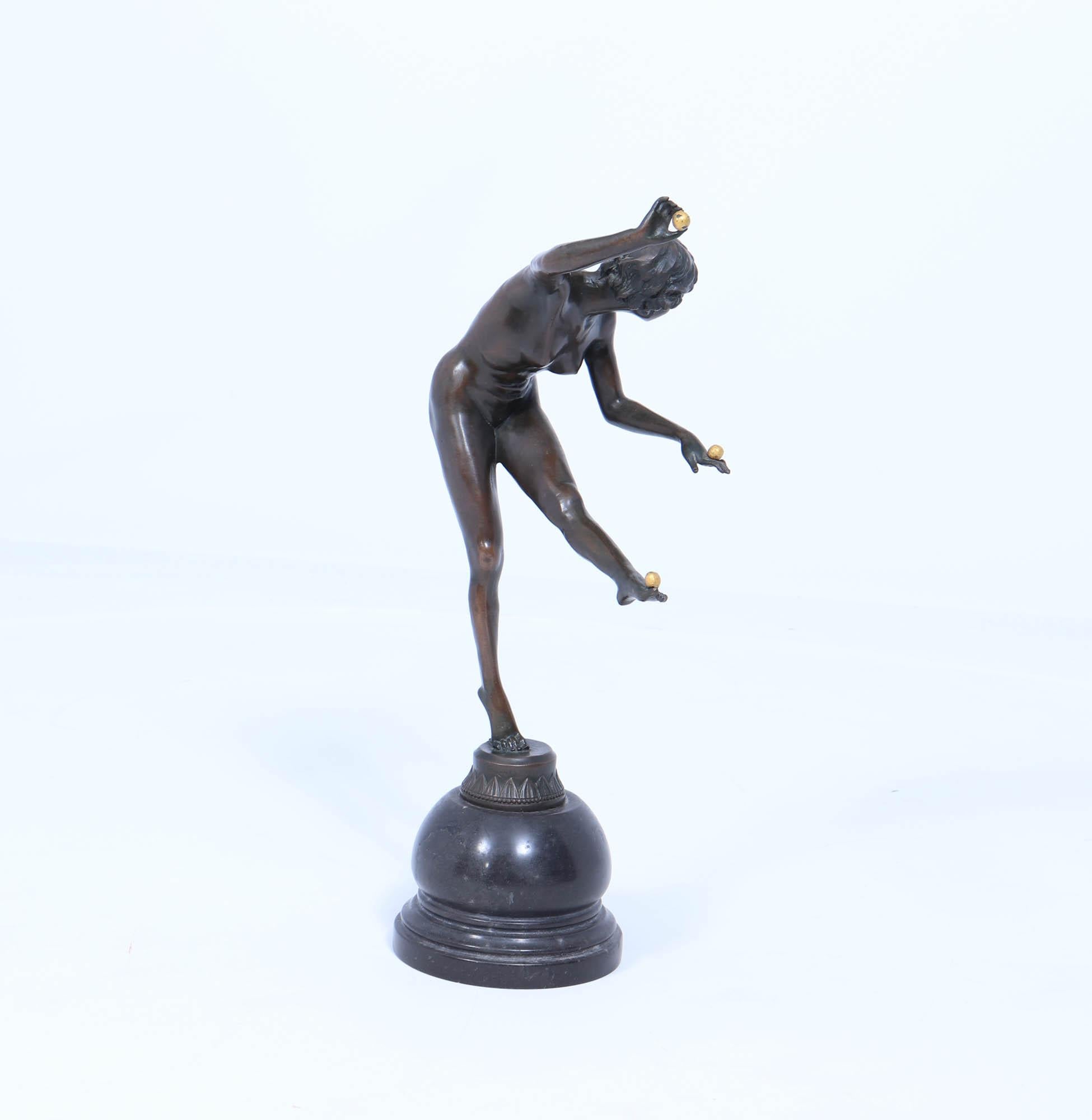 Französische Art-Déco-Bronze-Skulptur des Gauklers (Art déco)