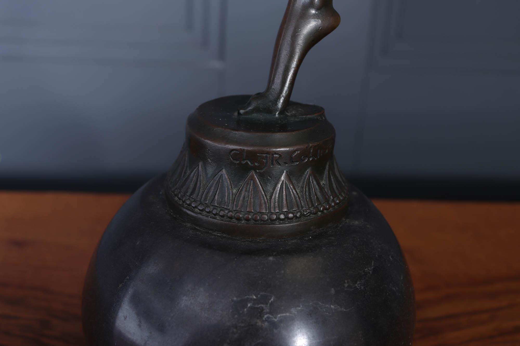Französische Art-Déco-Bronze-Skulptur des Gauklers 1