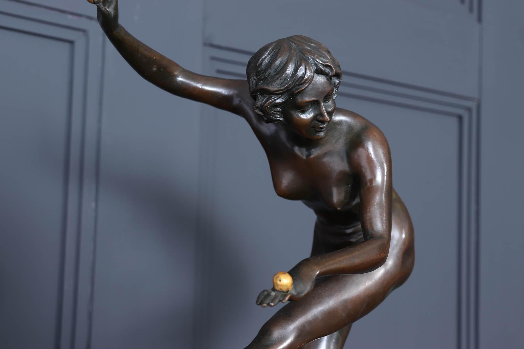 Französische Art-Déco-Bronze-Skulptur des Gauklers 2