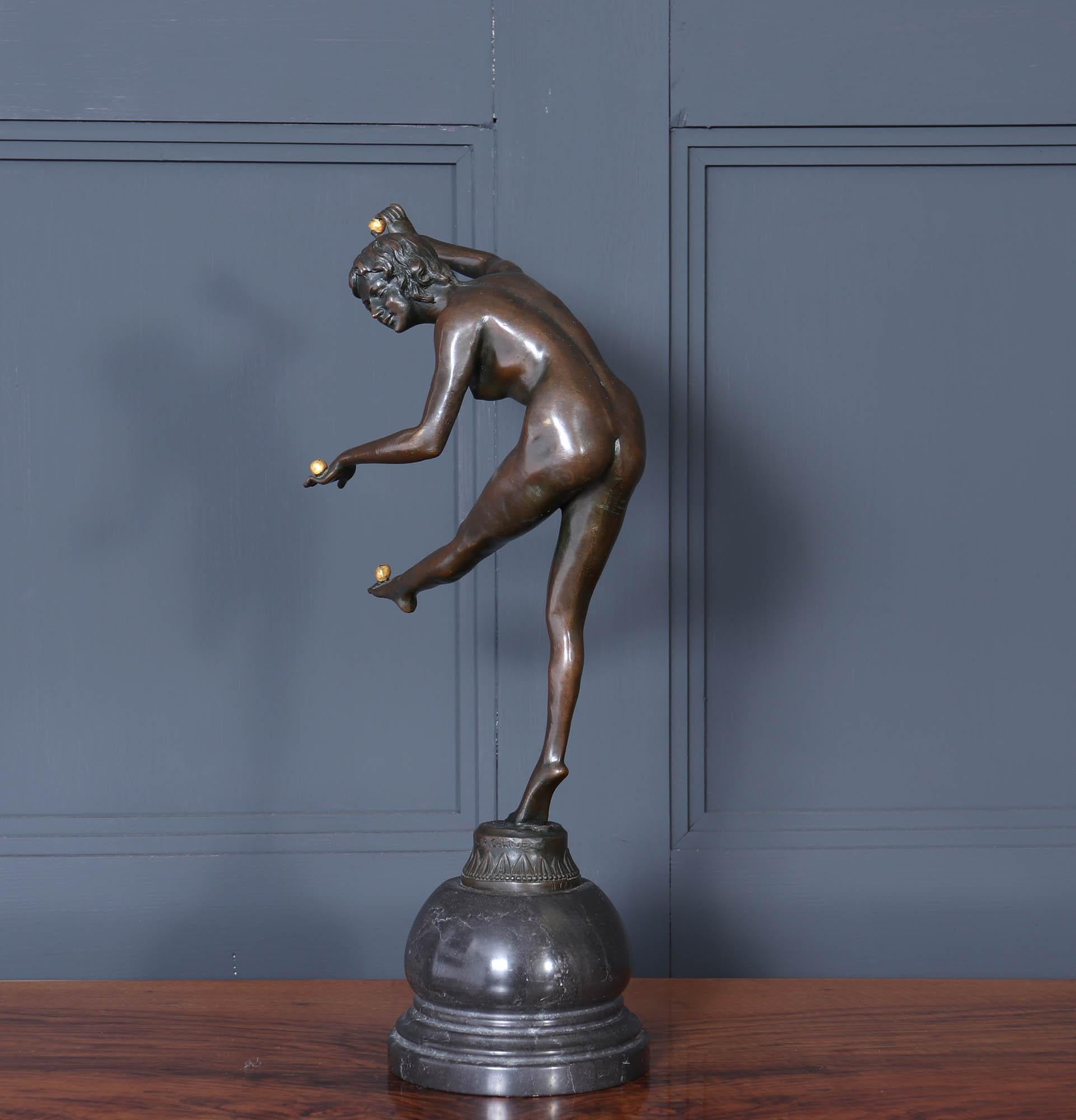 Französische Art-Déco-Bronze-Skulptur des Gauklers 3