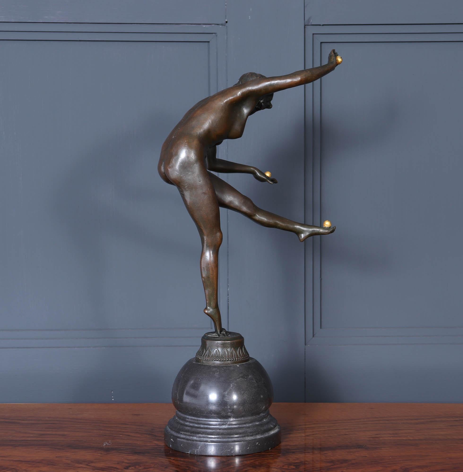Französische Art-Déco-Bronze-Skulptur des Gauklers 4