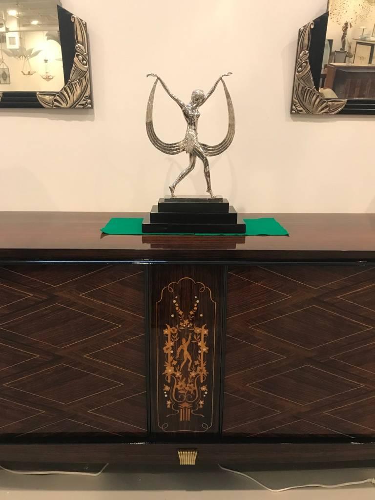 French Art Deco Bronze Sculpture on Black Marble Base Signed by C Mirval For Sale 9
