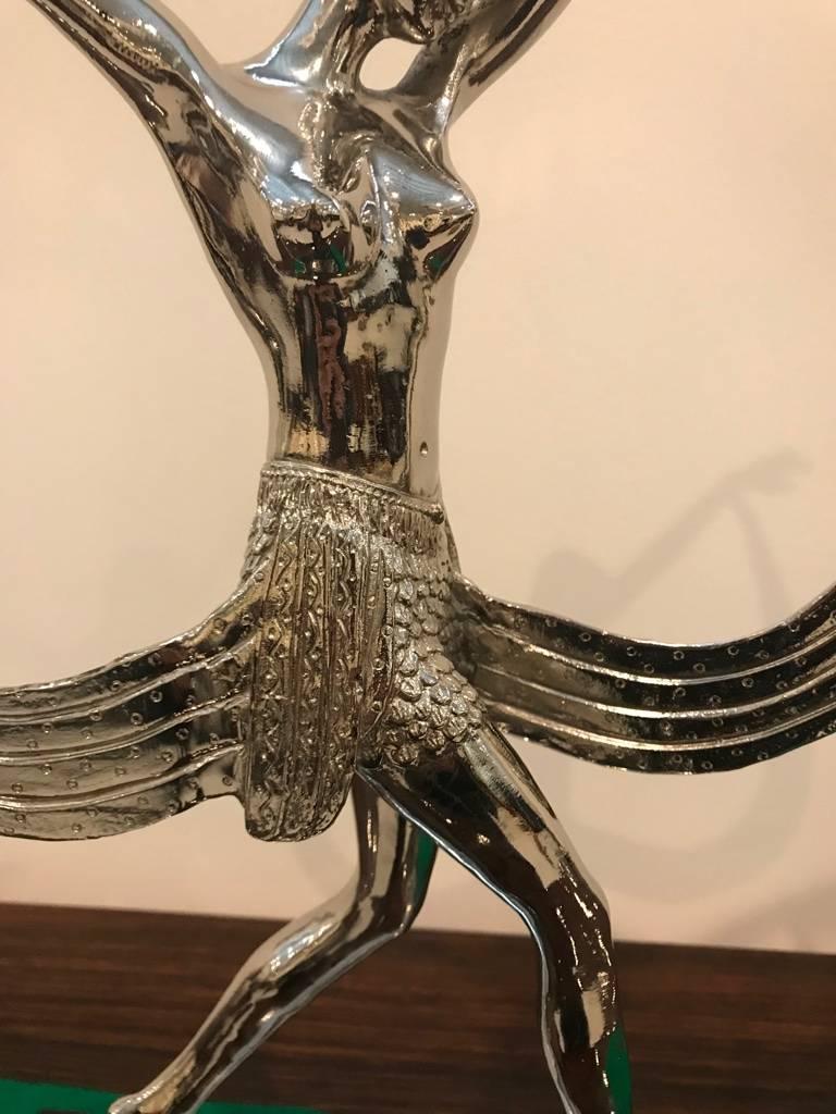 French Art Deco Bronze Sculpture on Black Marble Base Signed by C Mirval For Sale 1