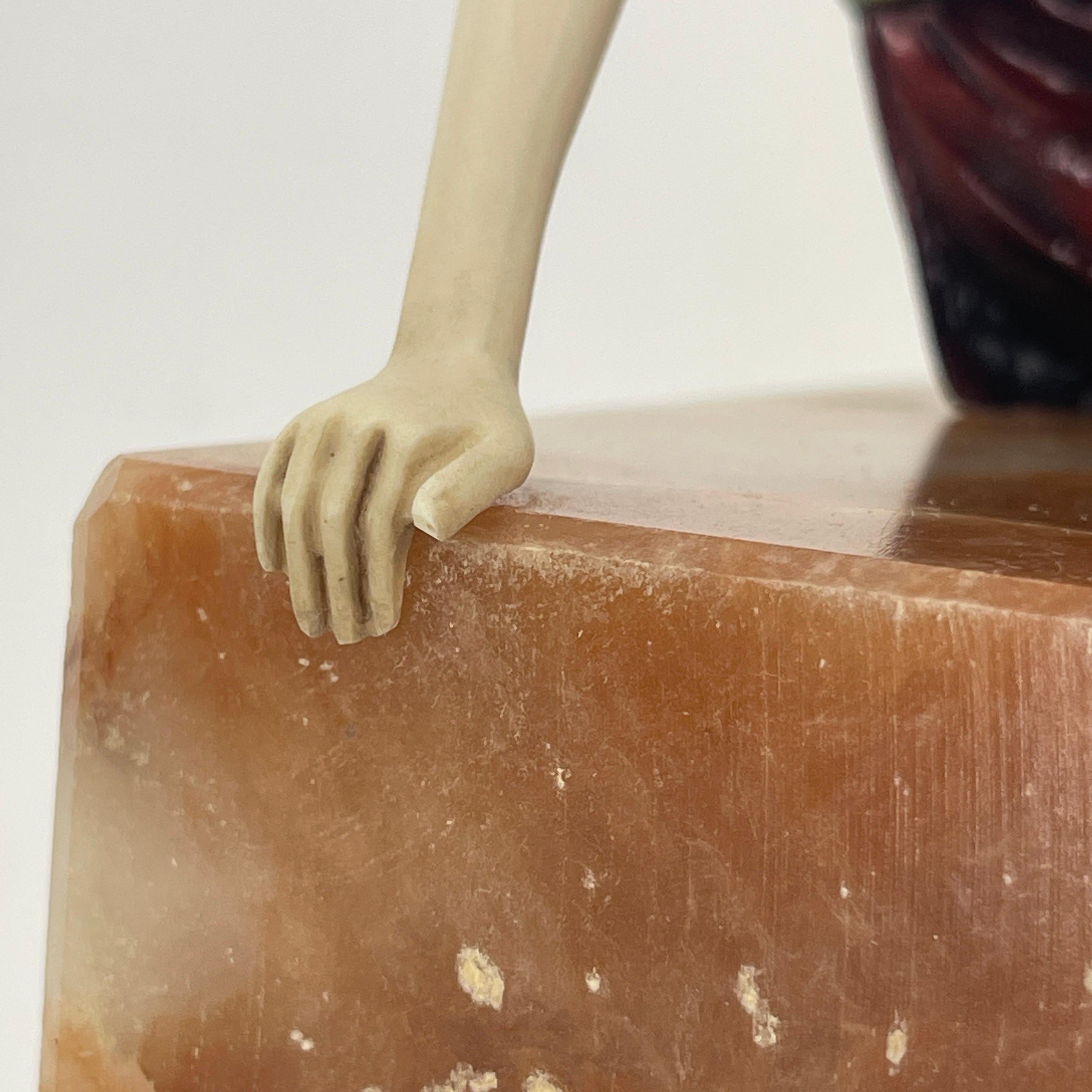 French Art Deco Bronze Sculpture on Rectangular Agate Base, Circa 1925 5