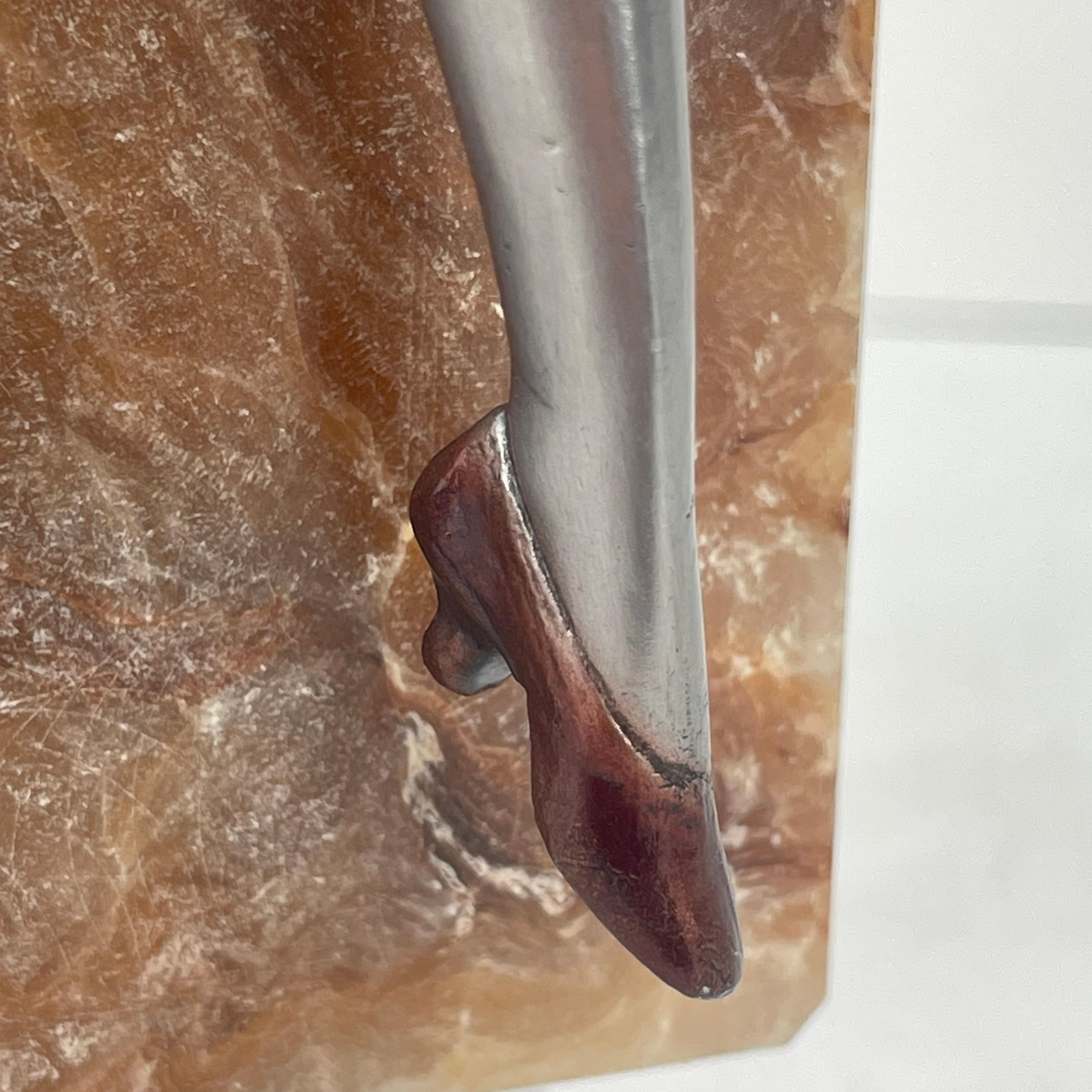 French Art Deco Bronze Sculpture on Rectangular Agate Base, Circa 1925 4