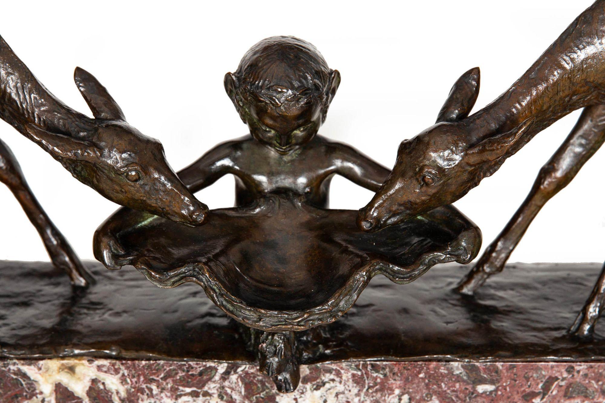 French Art Deco Bronze Sculpture “Satyr with Deer” by Ary Bitter ca. 1930s For Sale 6