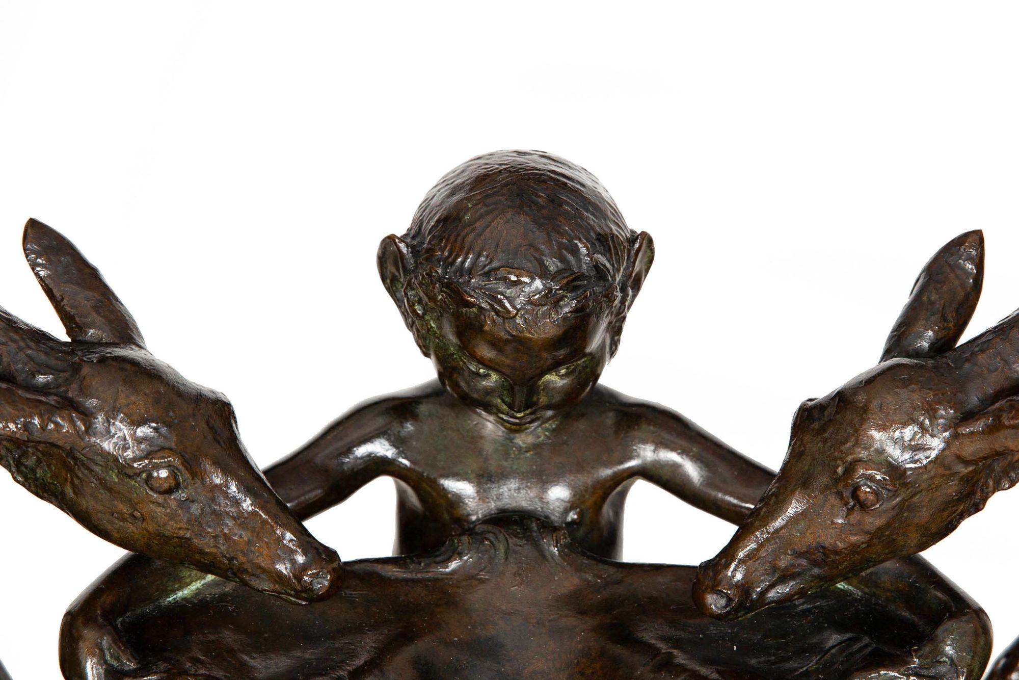 French Art Deco Bronze Sculpture “Satyr with Deer” by Ary Bitter ca. 1930s For Sale 11