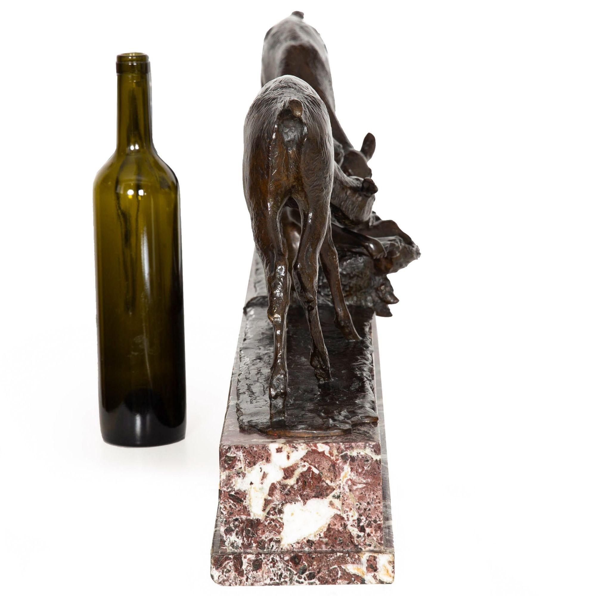 French Art Deco Bronze Sculpture “Satyr with Deer” by Ary Bitter ca. 1930s In Good Condition For Sale In Shippensburg, PA