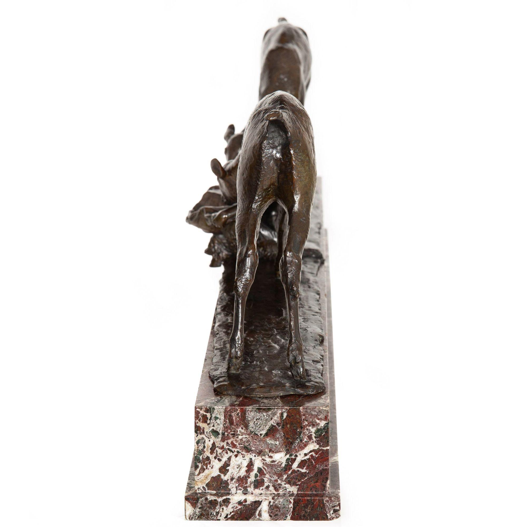 20th Century French Art Deco Bronze Sculpture “Satyr with Deer” by Ary Bitter ca. 1930s For Sale