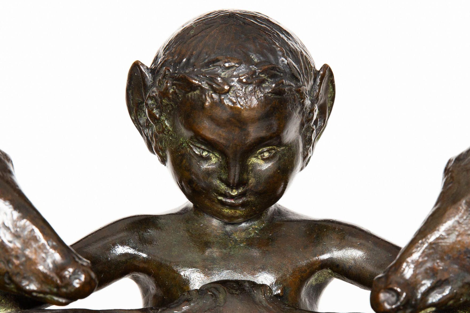 French Art Deco Bronze Sculpture “Satyr with Deer” by Ary Bitter ca. 1930s For Sale 5