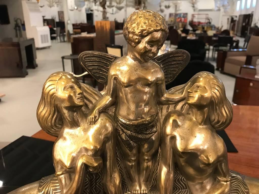 Scultura in bronzo Art Déco francese di Jules Delabasse 