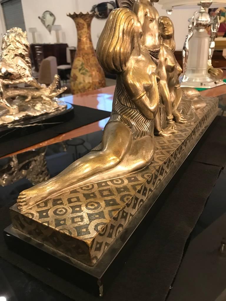 French Art Deco Bronze Sculpture Signed by Jules Delabasse For Sale 2
