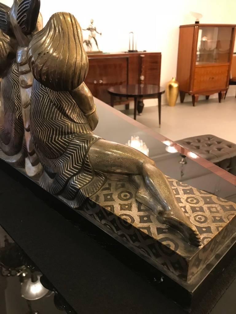 French Art Deco Bronze Sculpture Signed by Jules Delabasse For Sale 3