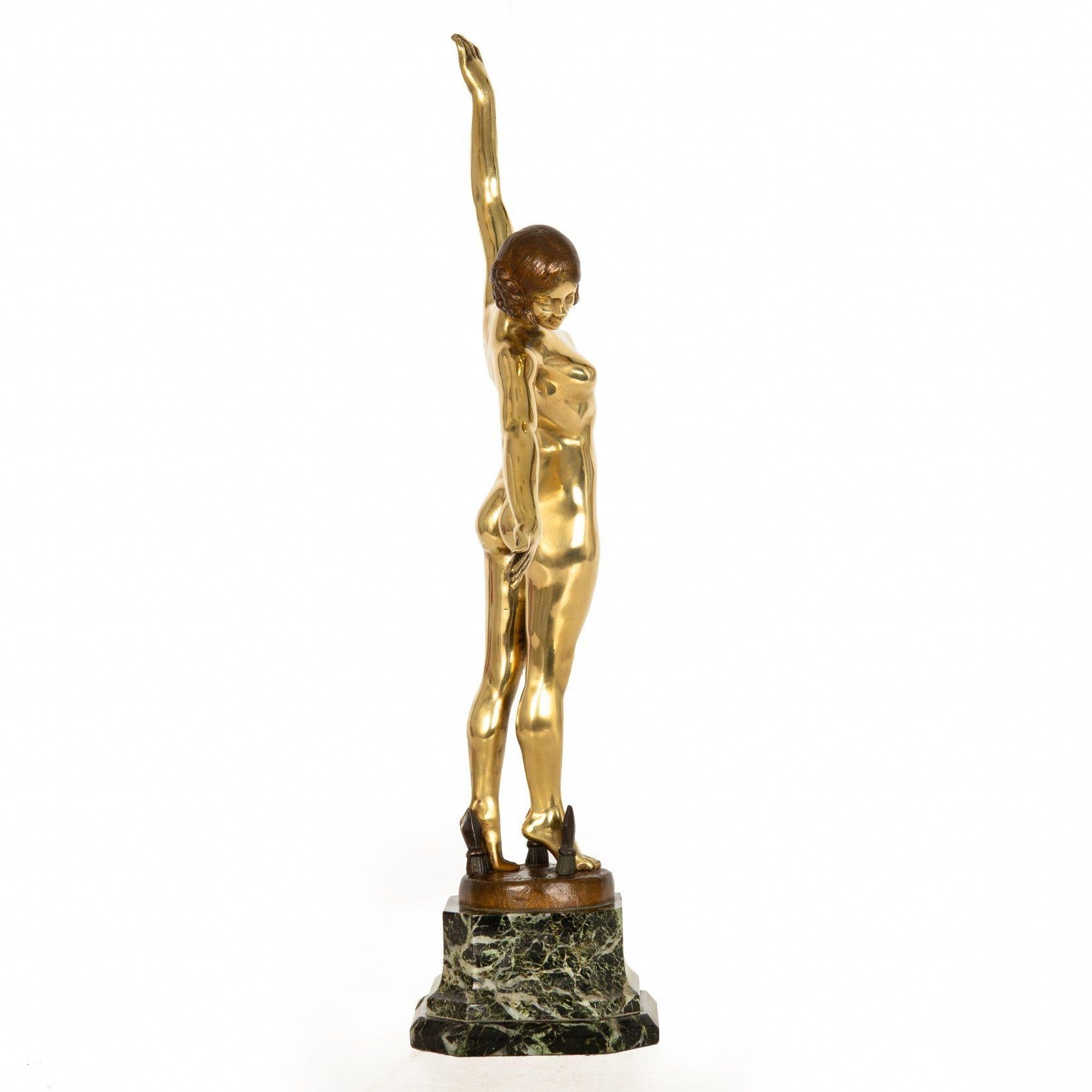 French Art Deco Bronze Sculpture “Sword Dancer” by Ferdinand Ouillon-Carrere For Sale 7