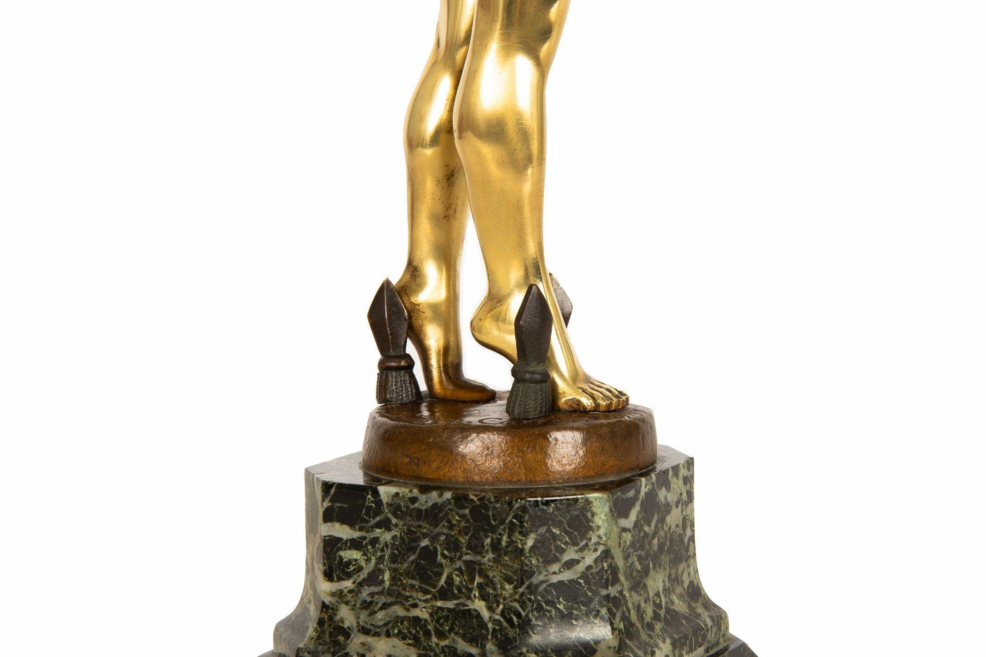 French Art Deco Bronze Sculpture “Sword Dancer” by Ferdinand Ouillon-Carrere For Sale 8