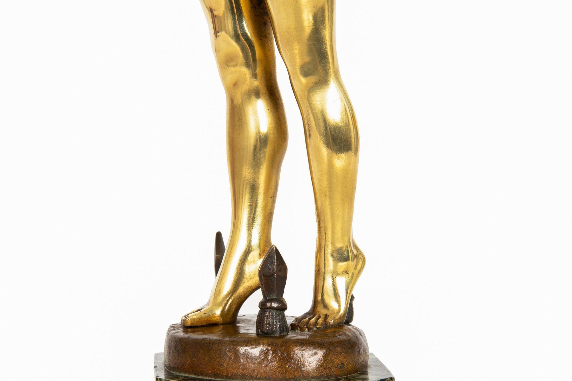 French Art Deco Bronze Sculpture “Sword Dancer” by Ferdinand Ouillon-Carrere For Sale 9