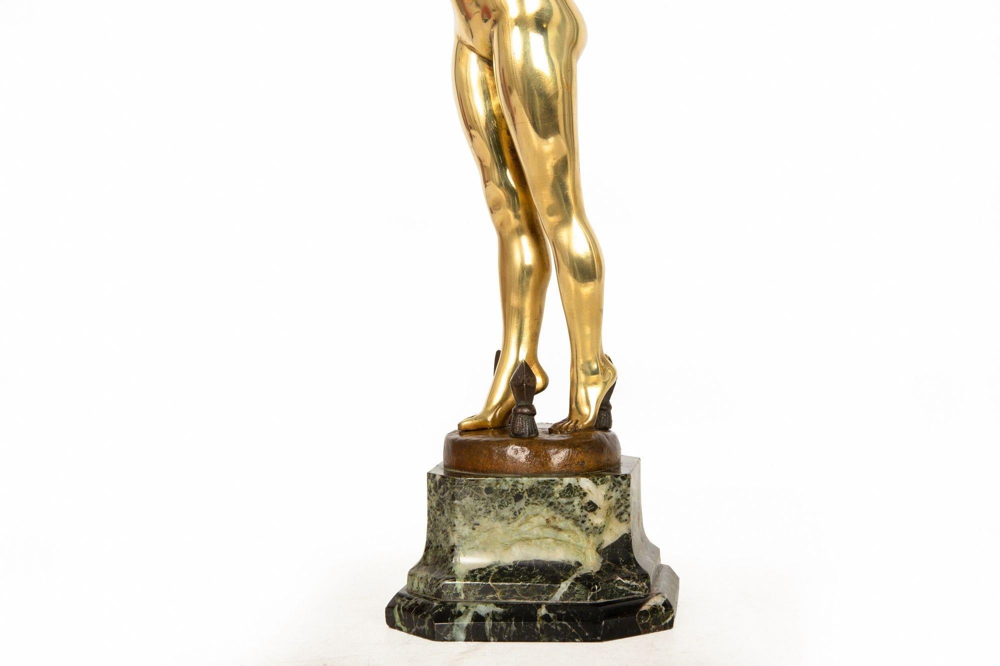 French Art Deco Bronze Sculpture “Sword Dancer” by Ferdinand Ouillon-Carrere For Sale 11