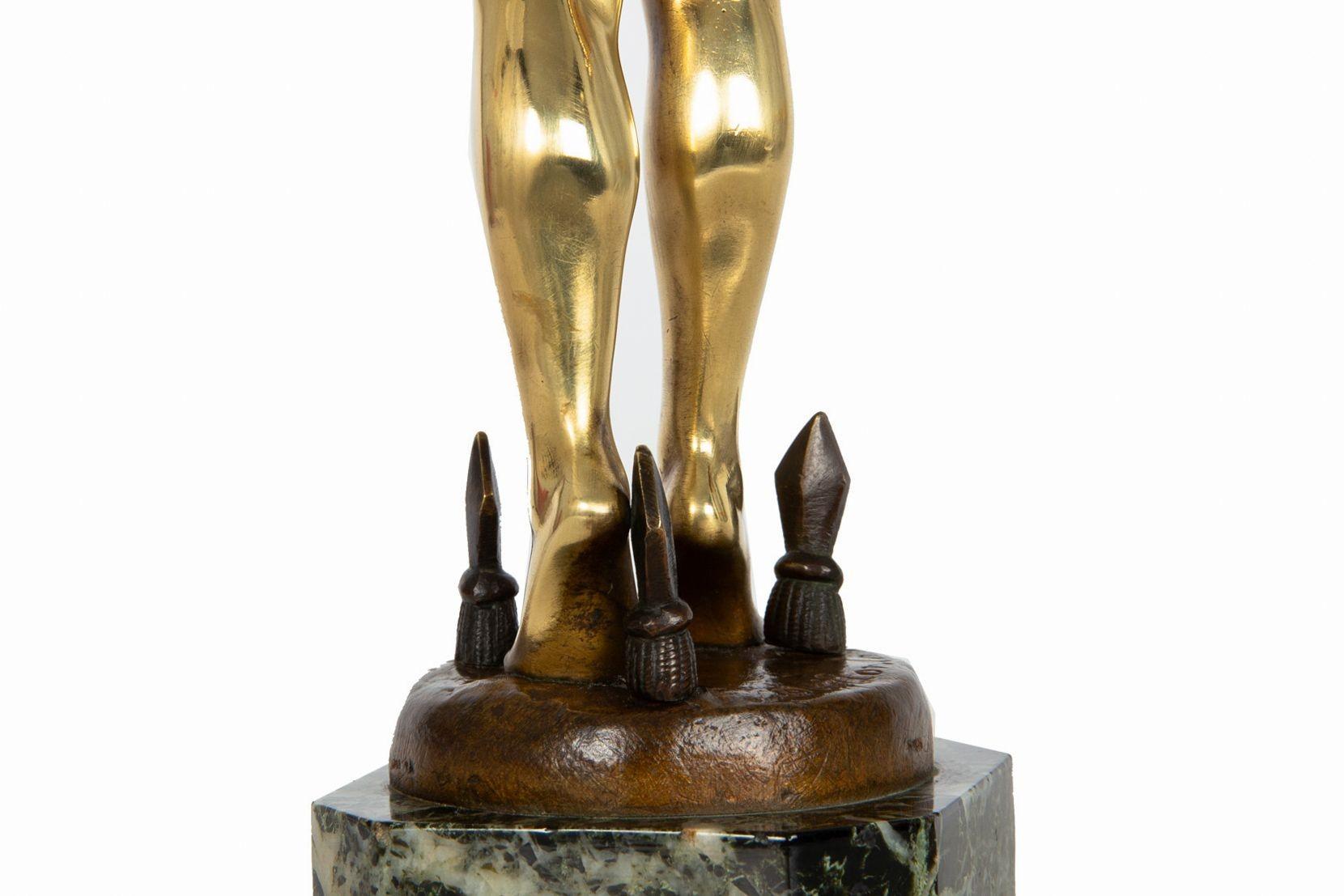 French Art Deco Bronze Sculpture “Sword Dancer” by Ferdinand Ouillon-Carrere For Sale 13