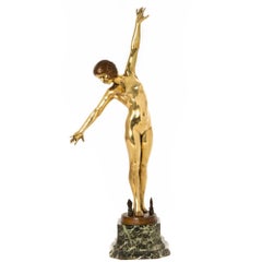 French Art Deco Bronze Sculpture “Sword Dancer” by Ferdinand Ouillon-Carrere